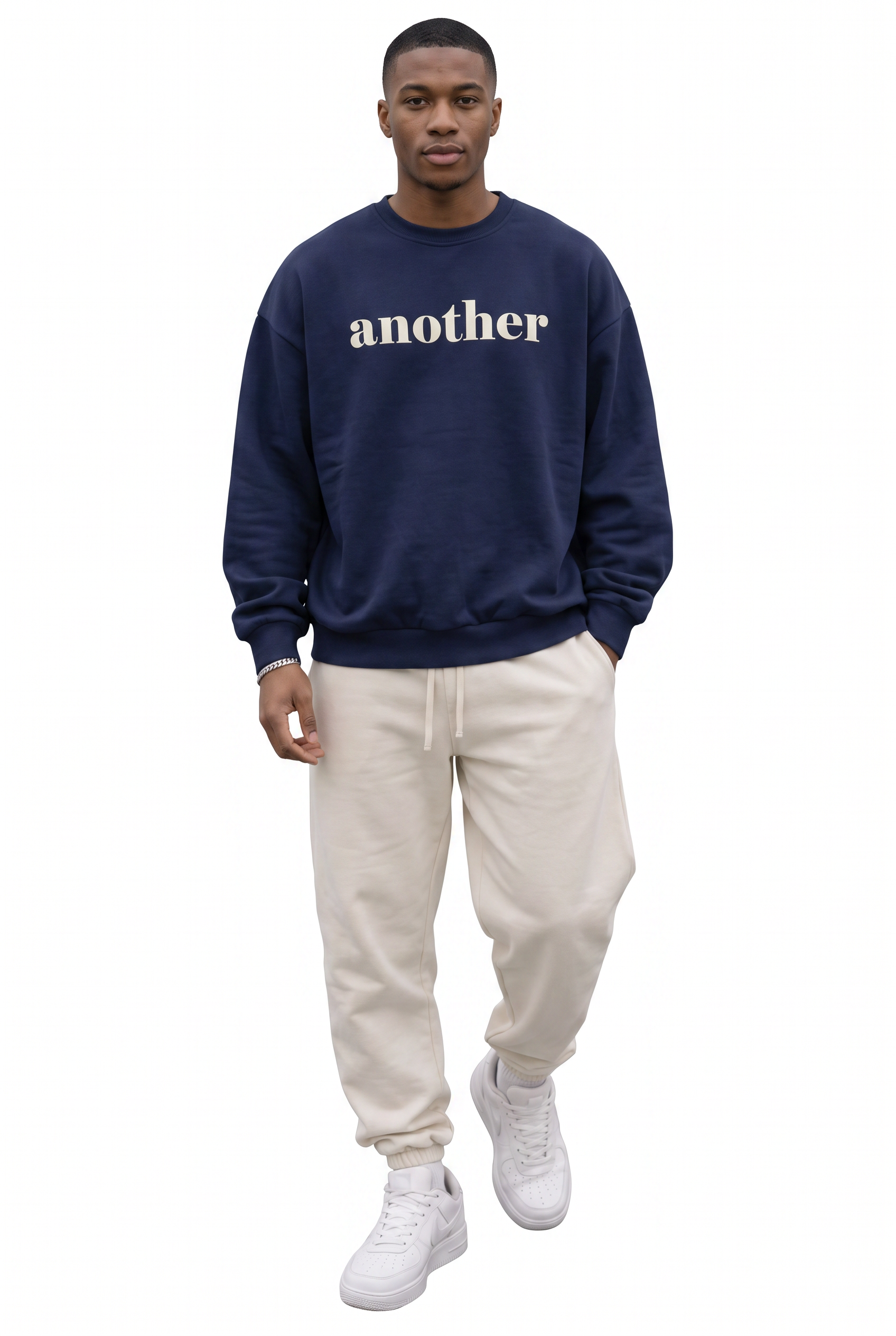Steel Blue Ribbed Oversized Sweatshirt