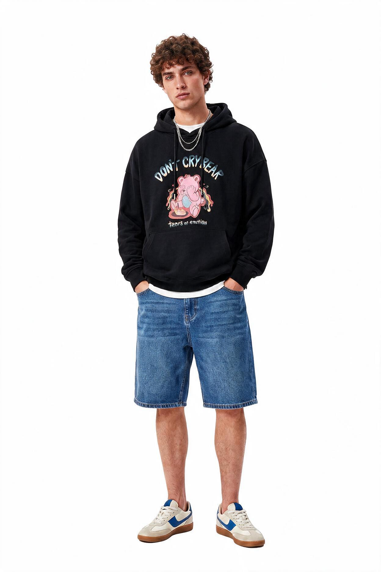 Black Oversized Drawstring Hoodie