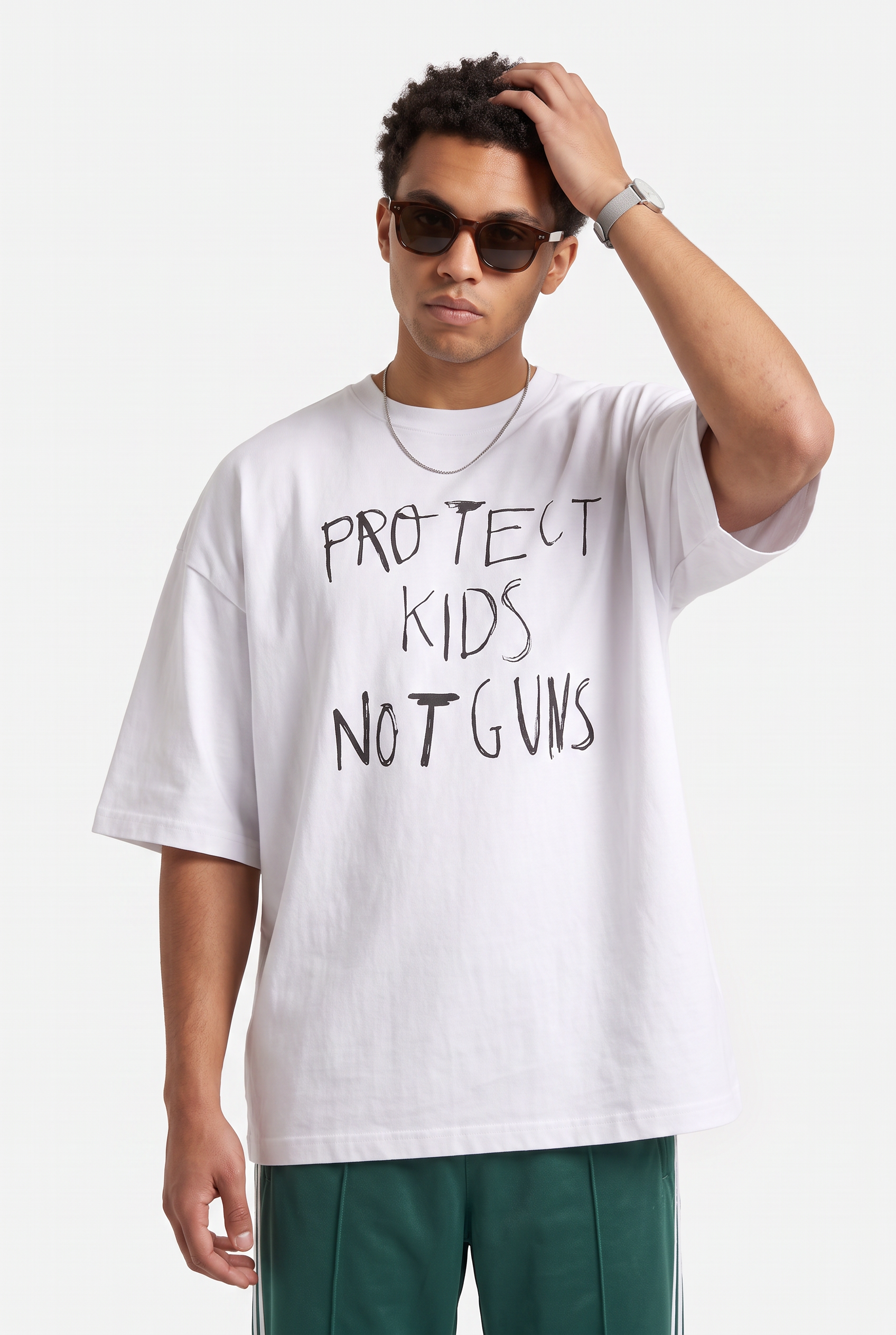 White Oversized Crew Neck Tee