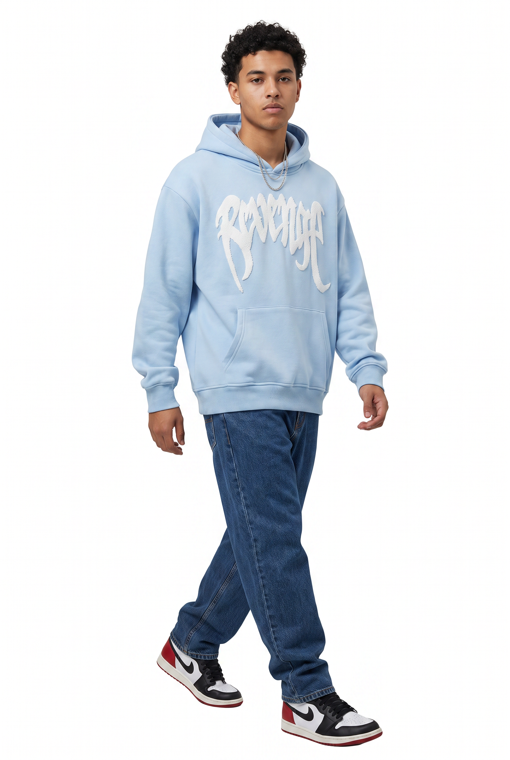 Steel Blue Oversized Drawstring Hoodie