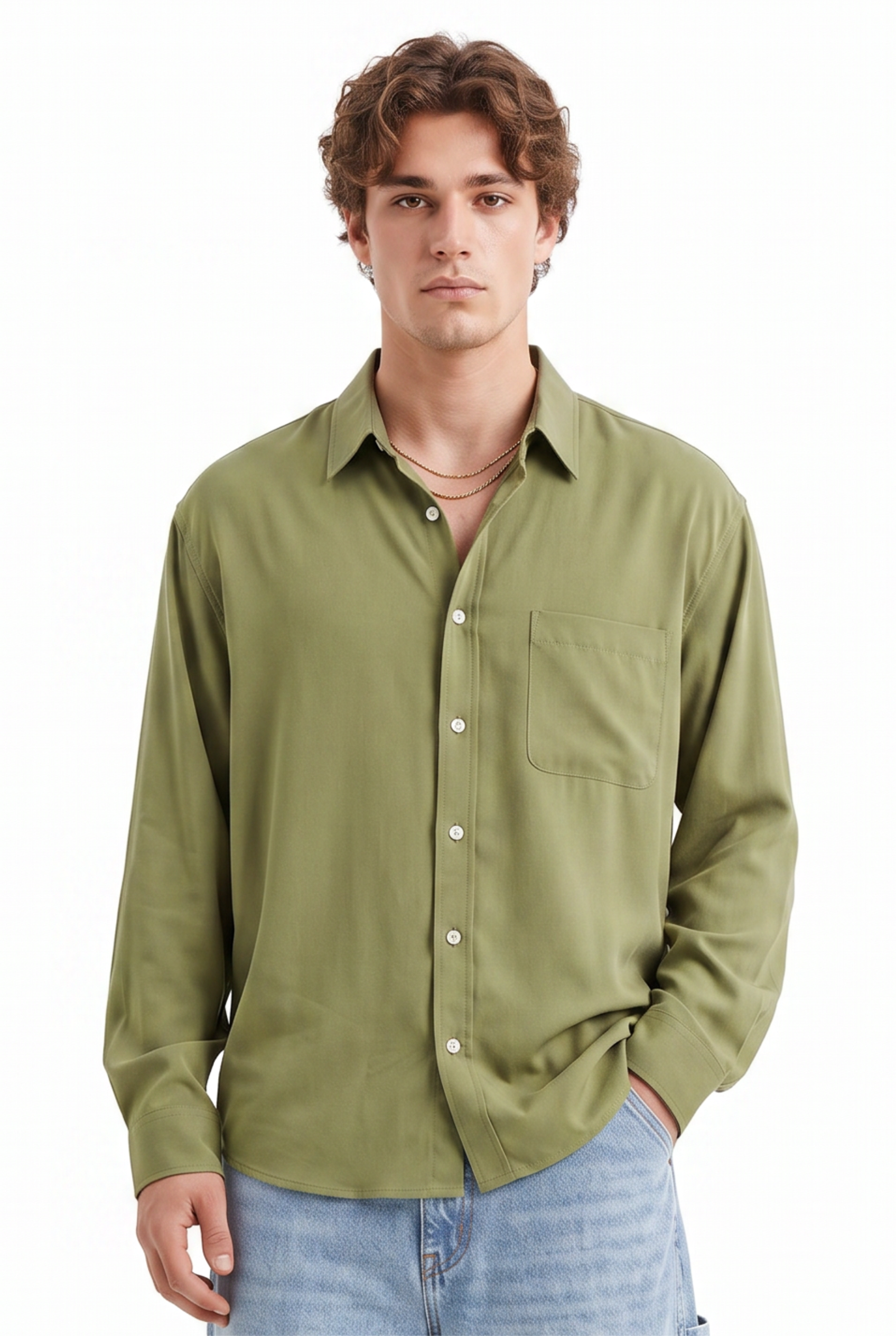 Sage Green Slim Formal Shirt
