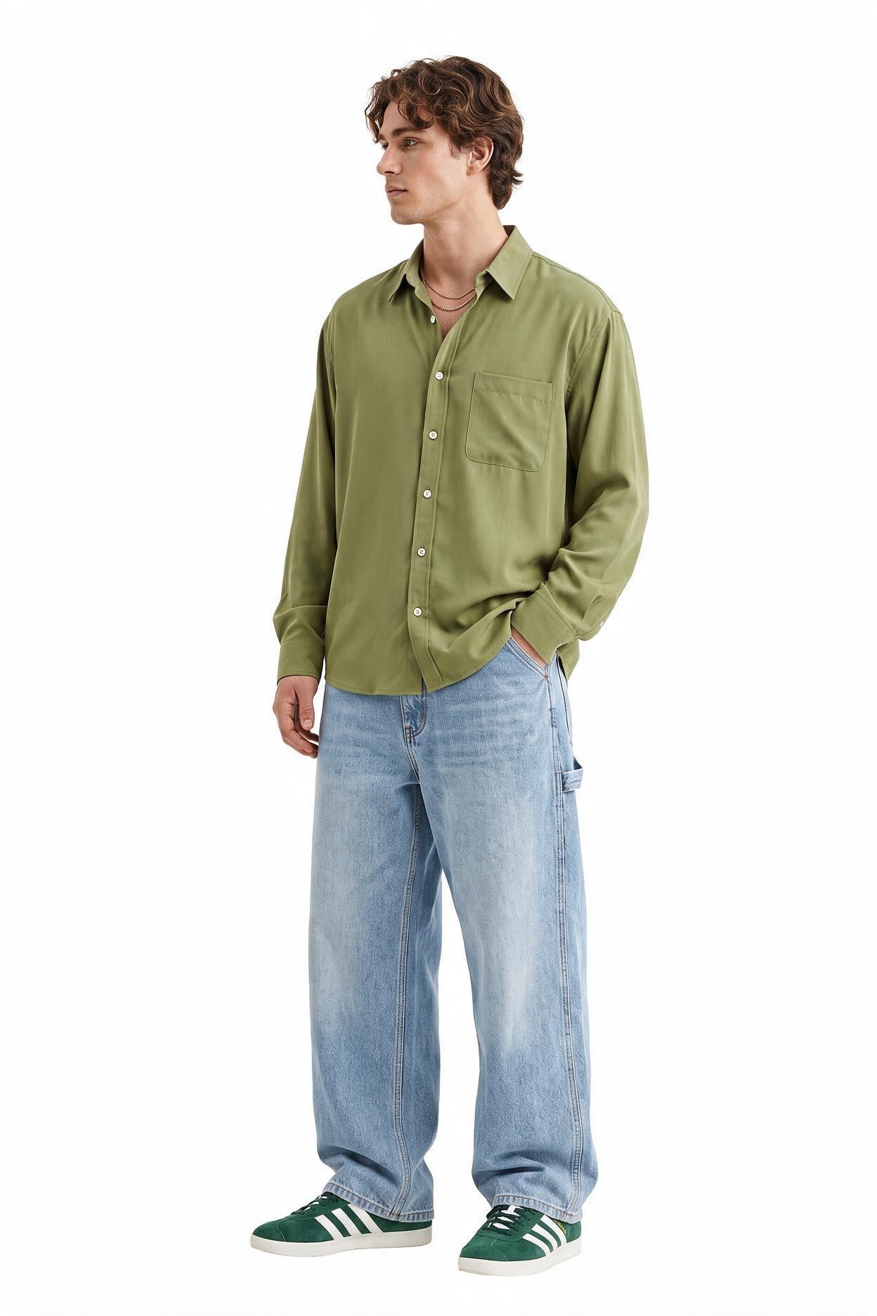 Sage Green Slim Formal Shirt