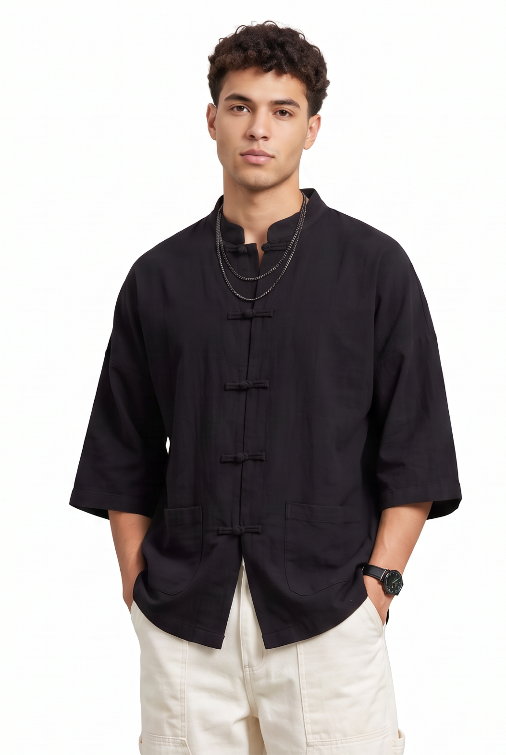 Black Chest Pocket Casual Shirt