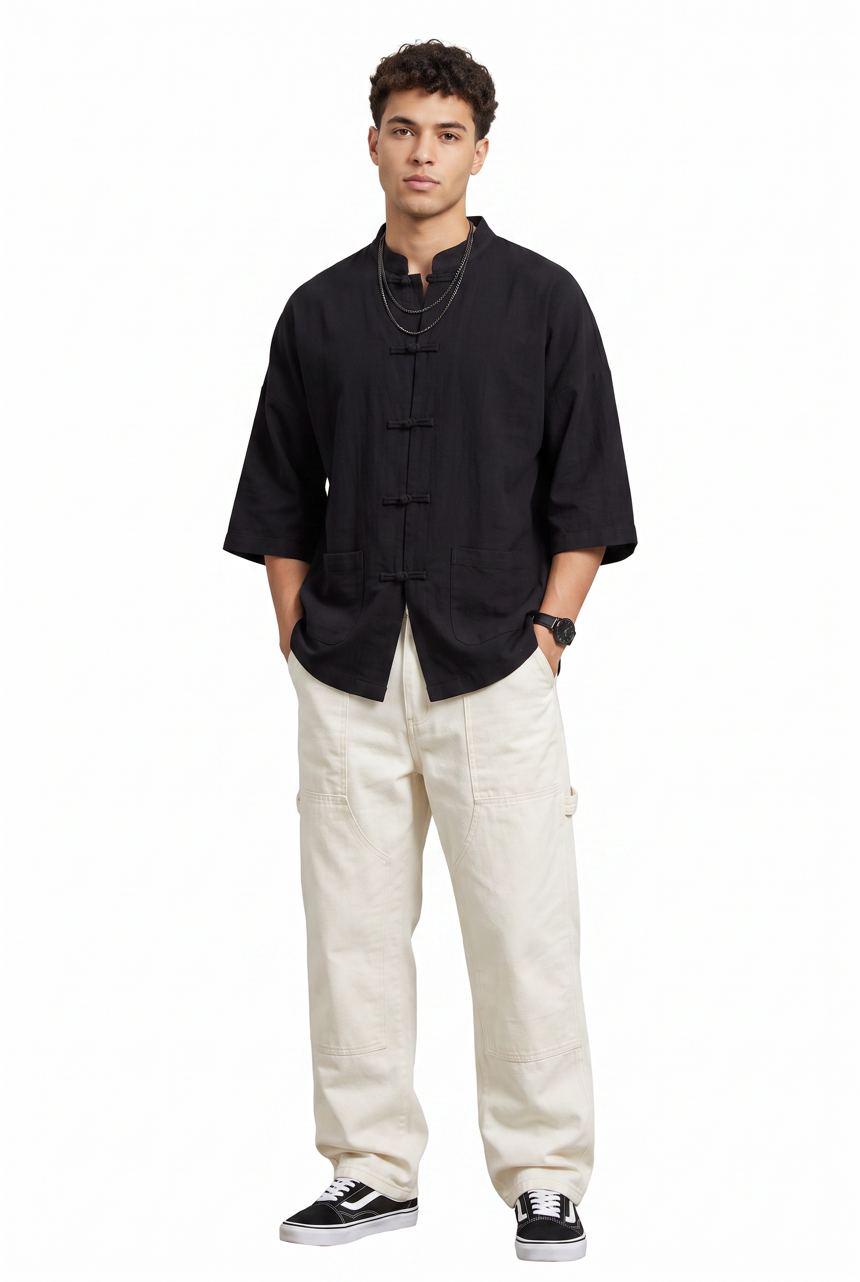 Black Chest Pocket Casual Shirt
