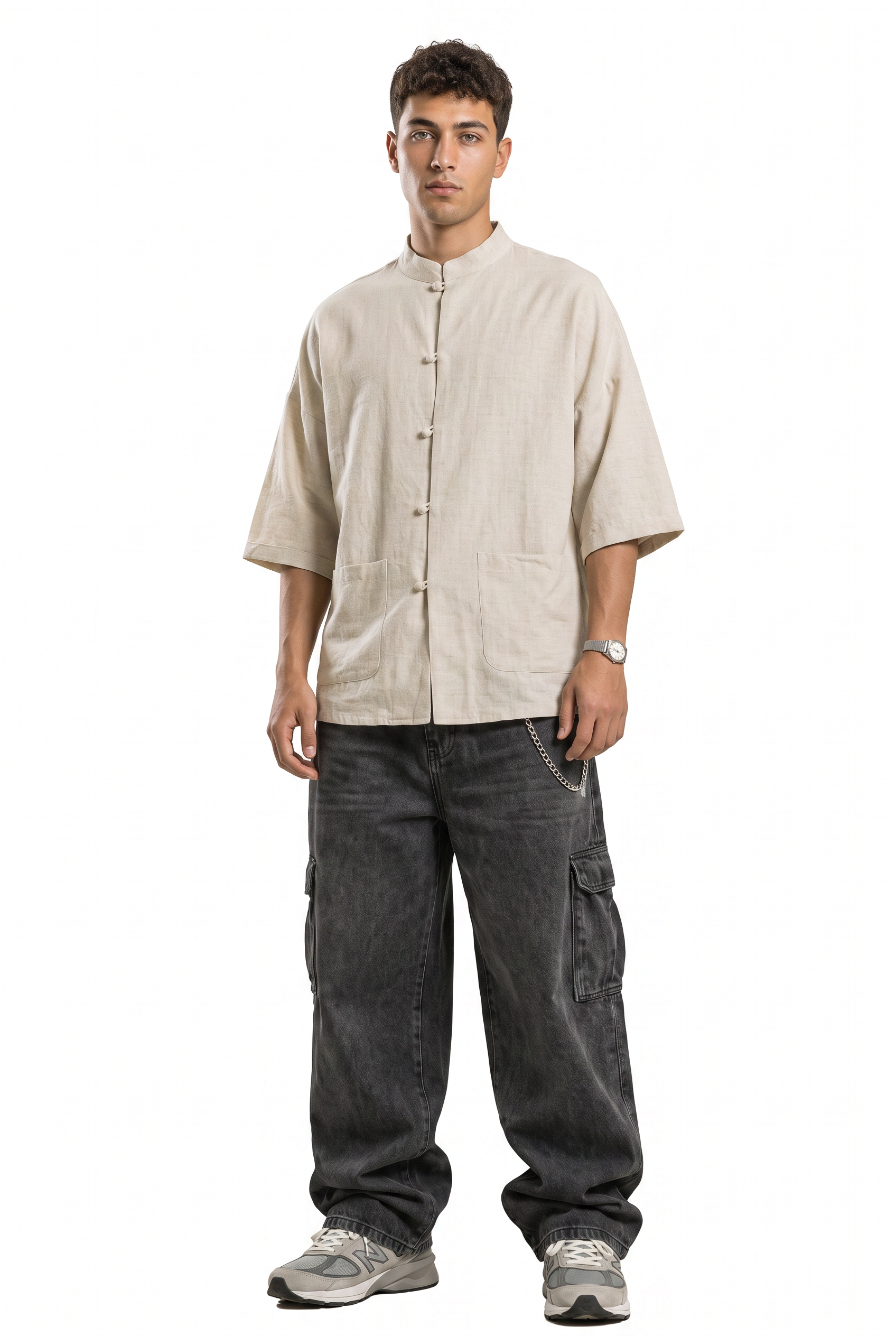 Cream Chest Pocket Casual Shirt