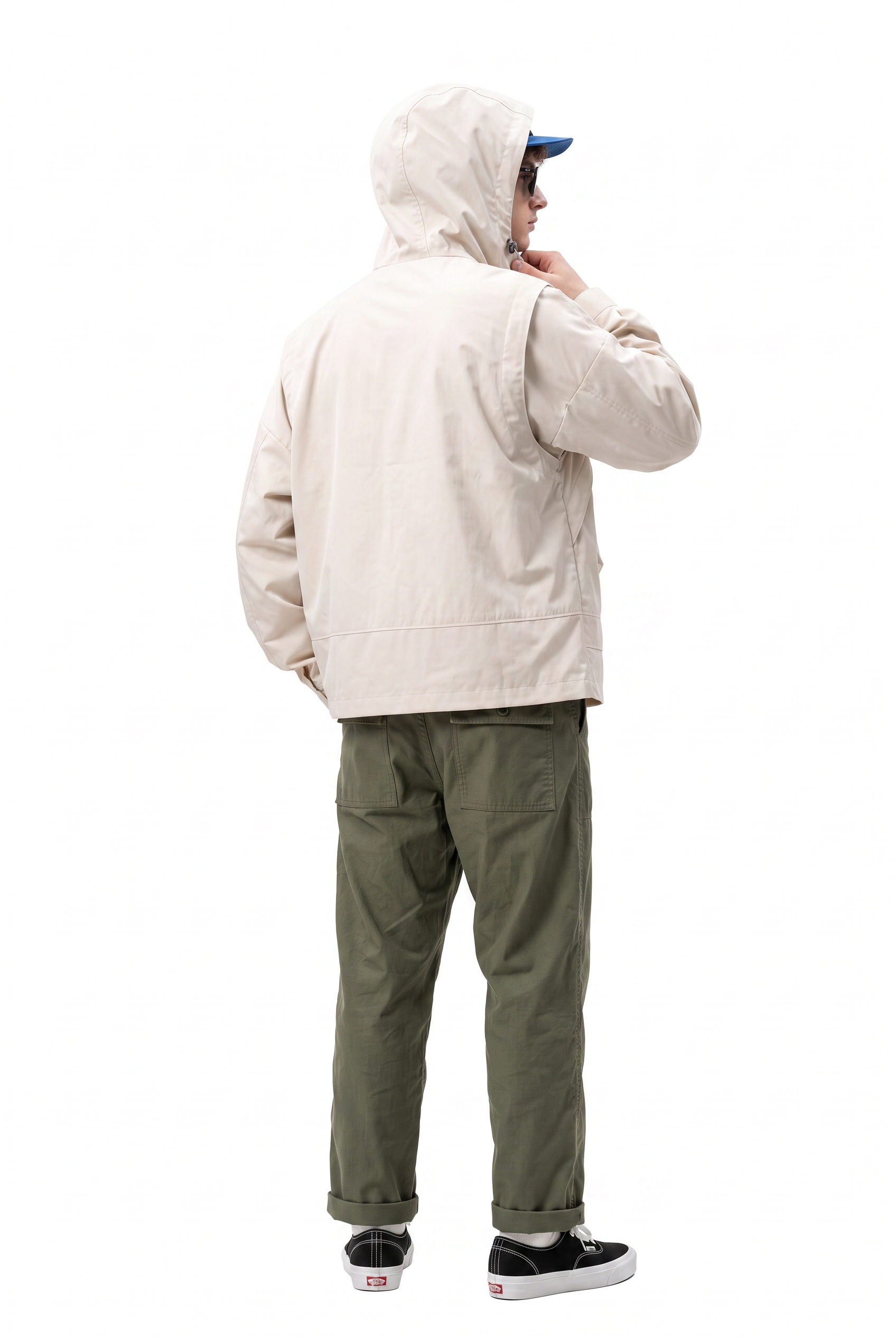 Cream Zip-Up Mandarin Collar Jacket
