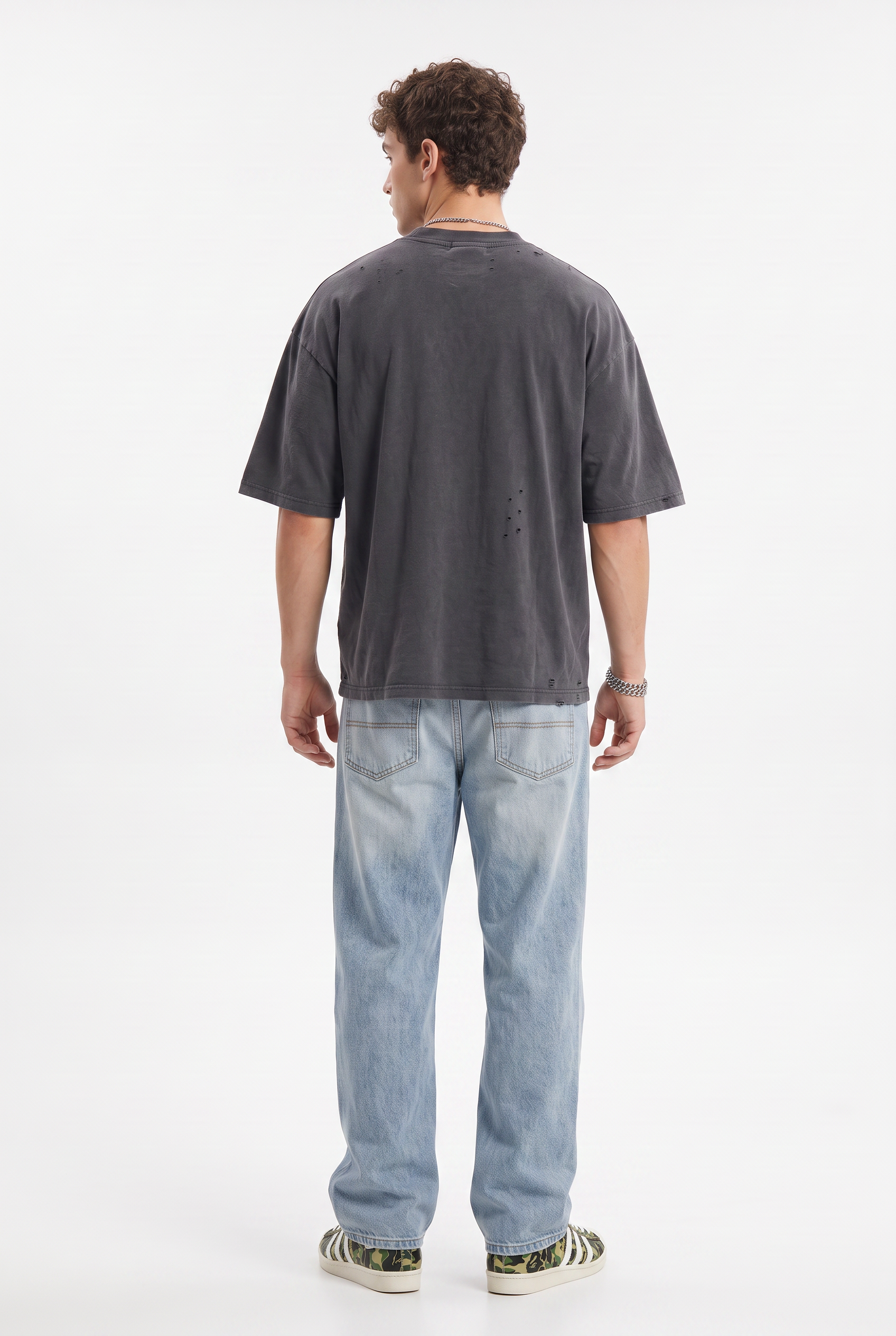 Grey Dropped Shoulder Oversized Tee