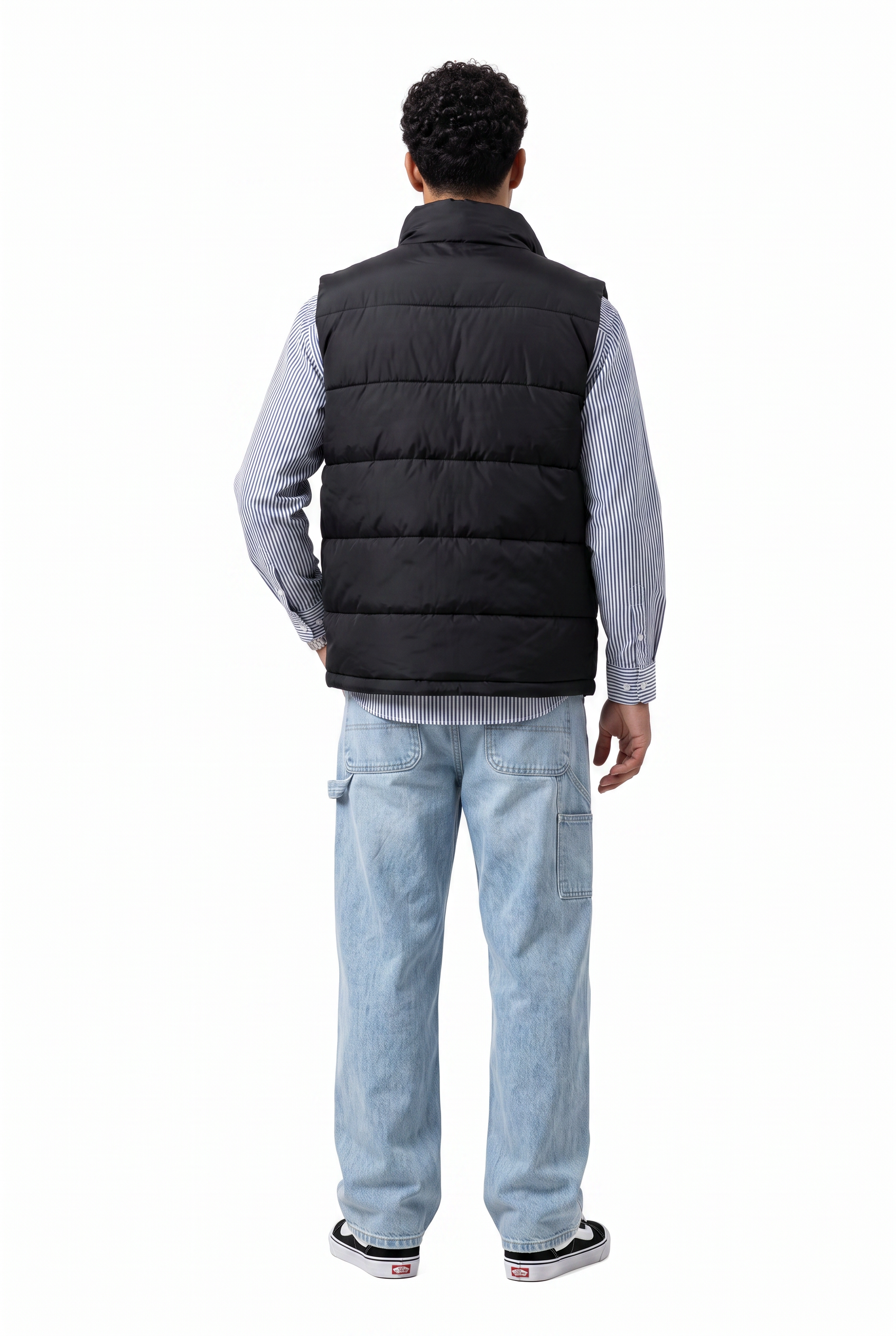 Black Zip-Up Mandarin Collar Jacket