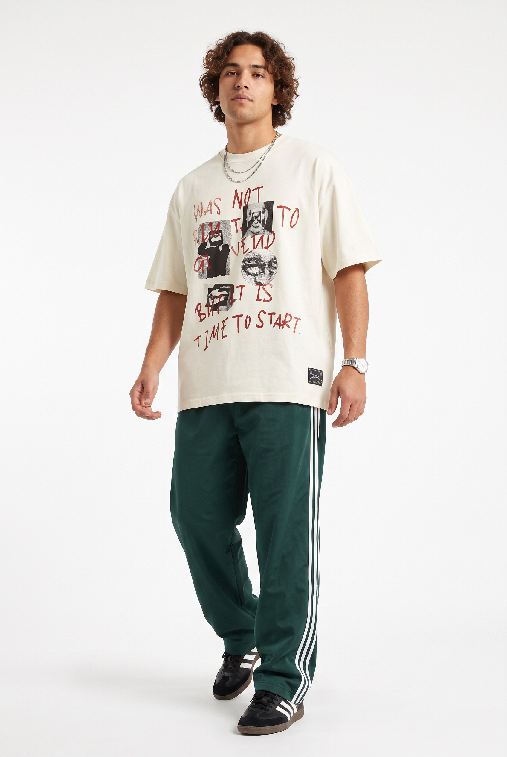 Cream Dropped Shoulder Oversized Tee
