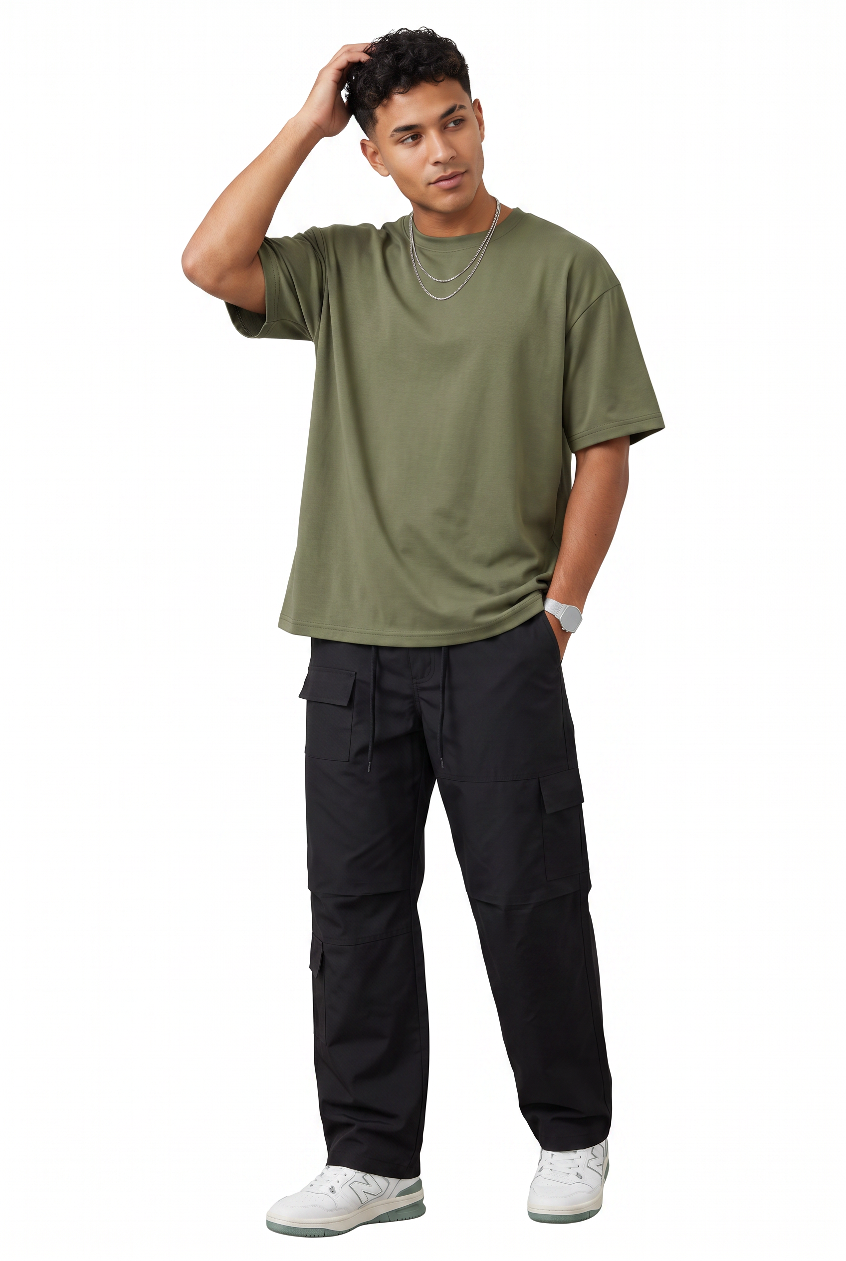 Black Drawstring Straight Casual Trousers