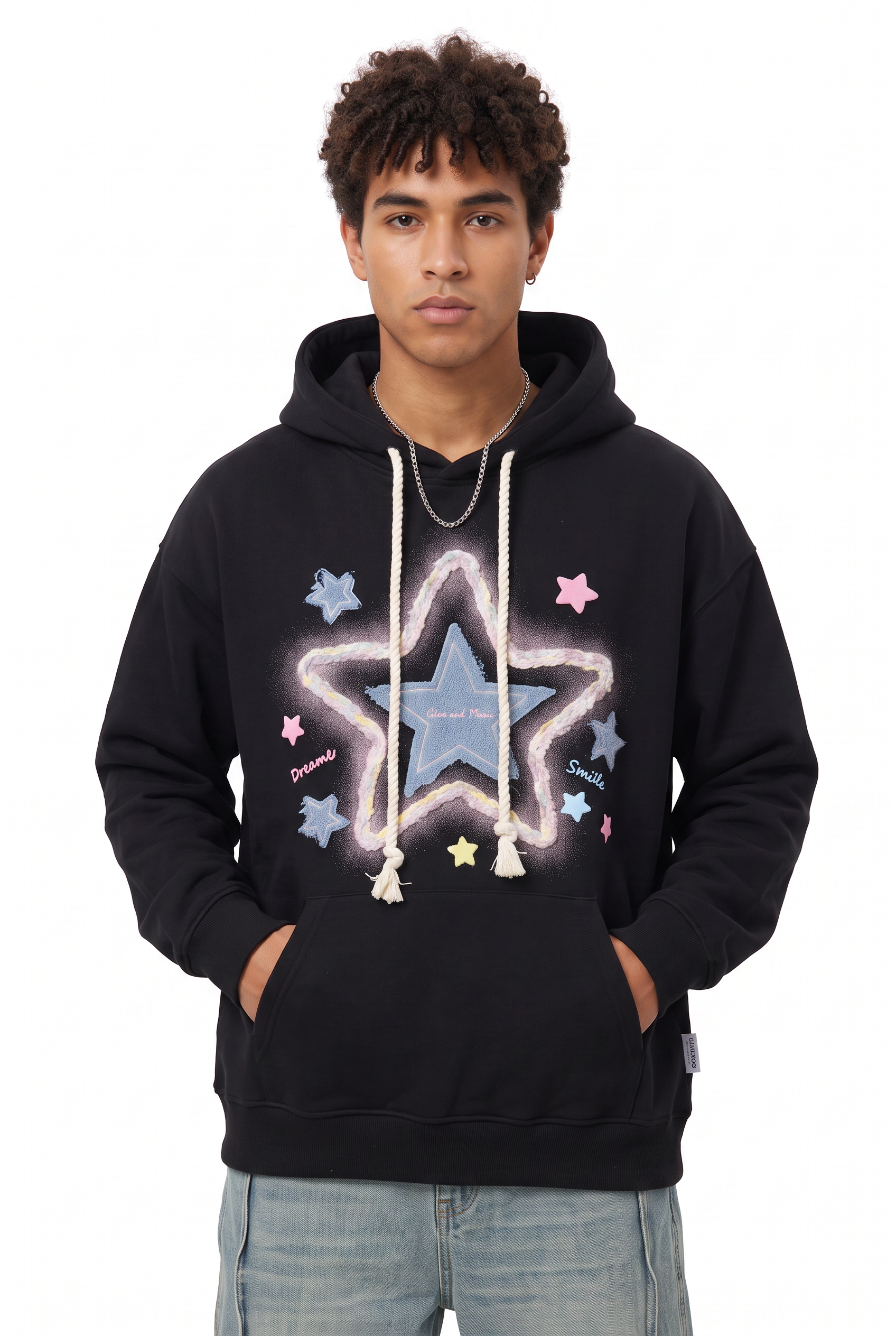 Black Oversized Drawstring Hoodie