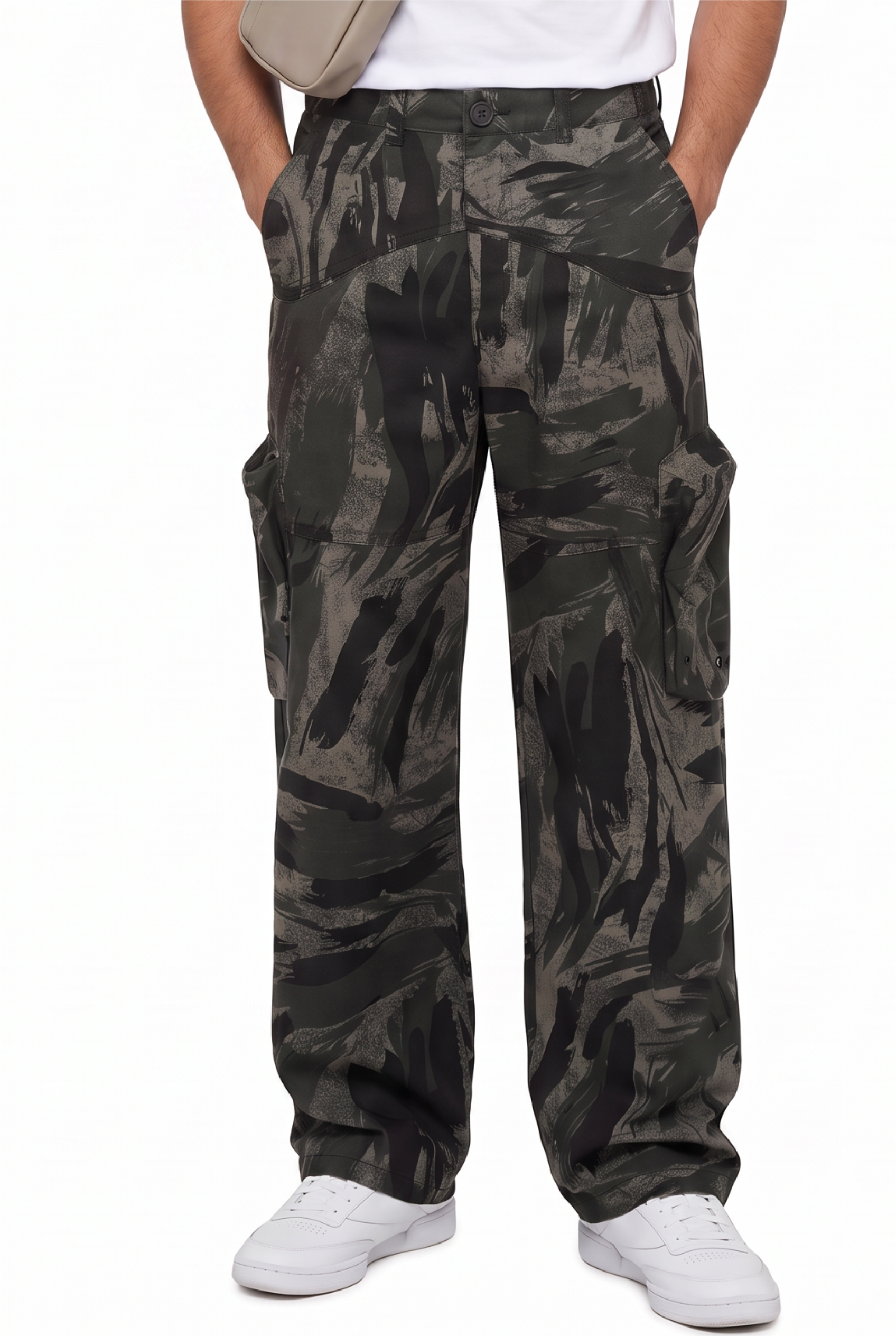 Olive Drawstring Straight Casual Trousers