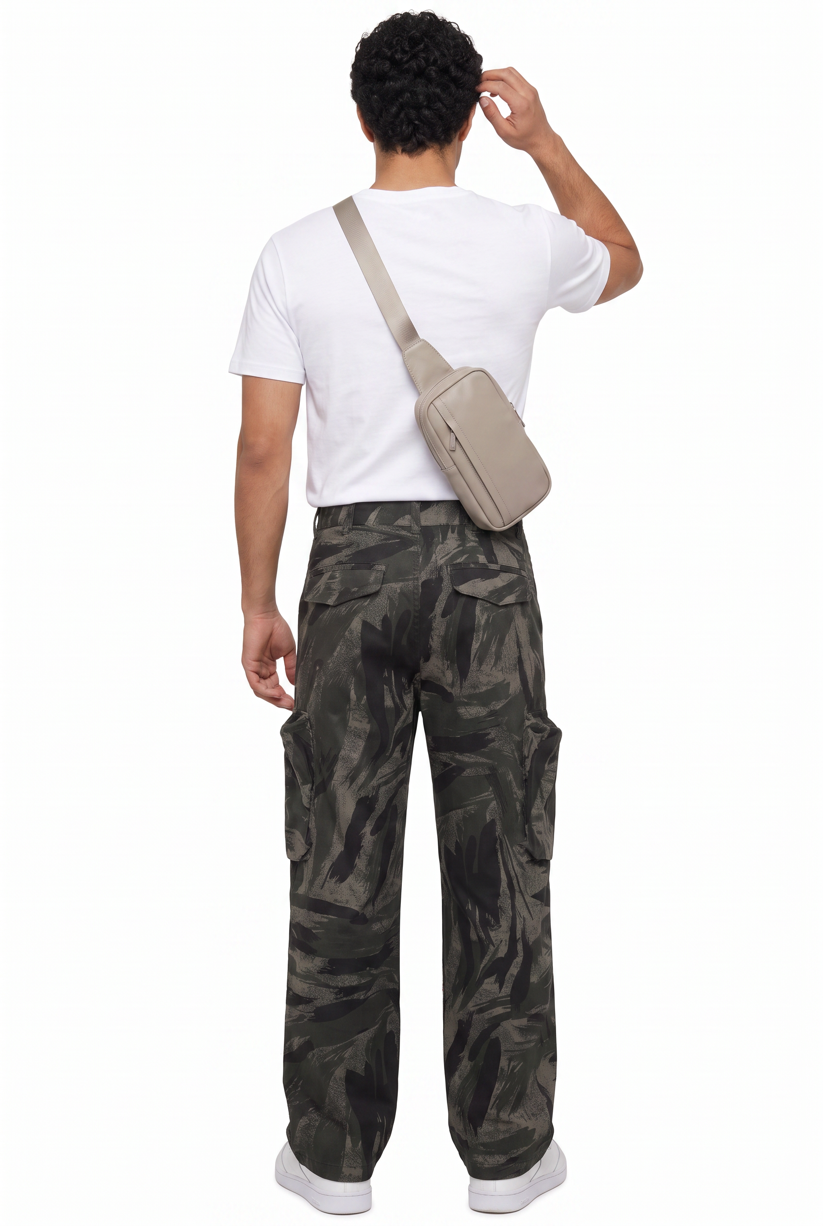 Olive Drawstring Straight Casual Trousers