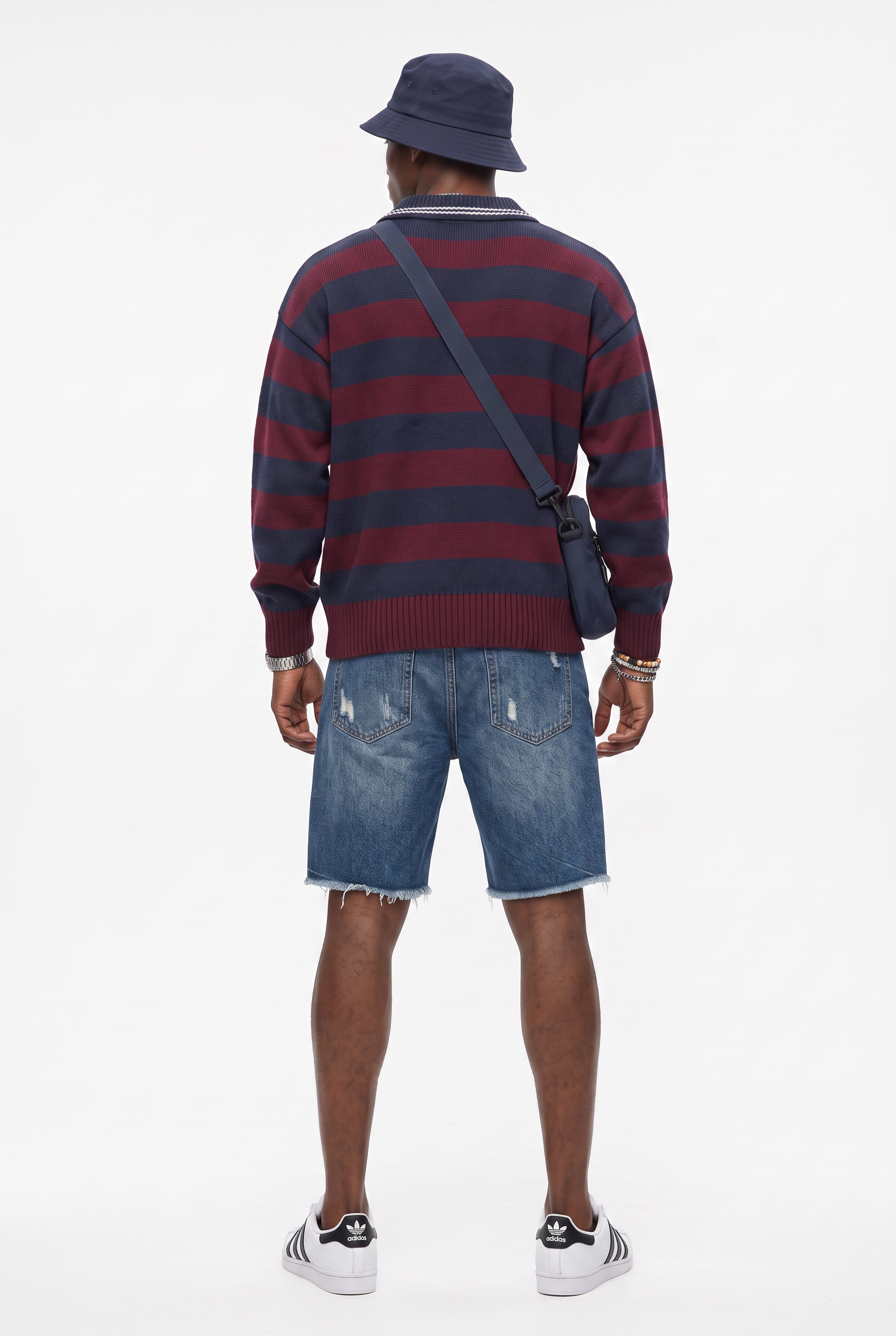 Red Ribbed Crew Neck Sweatshirt