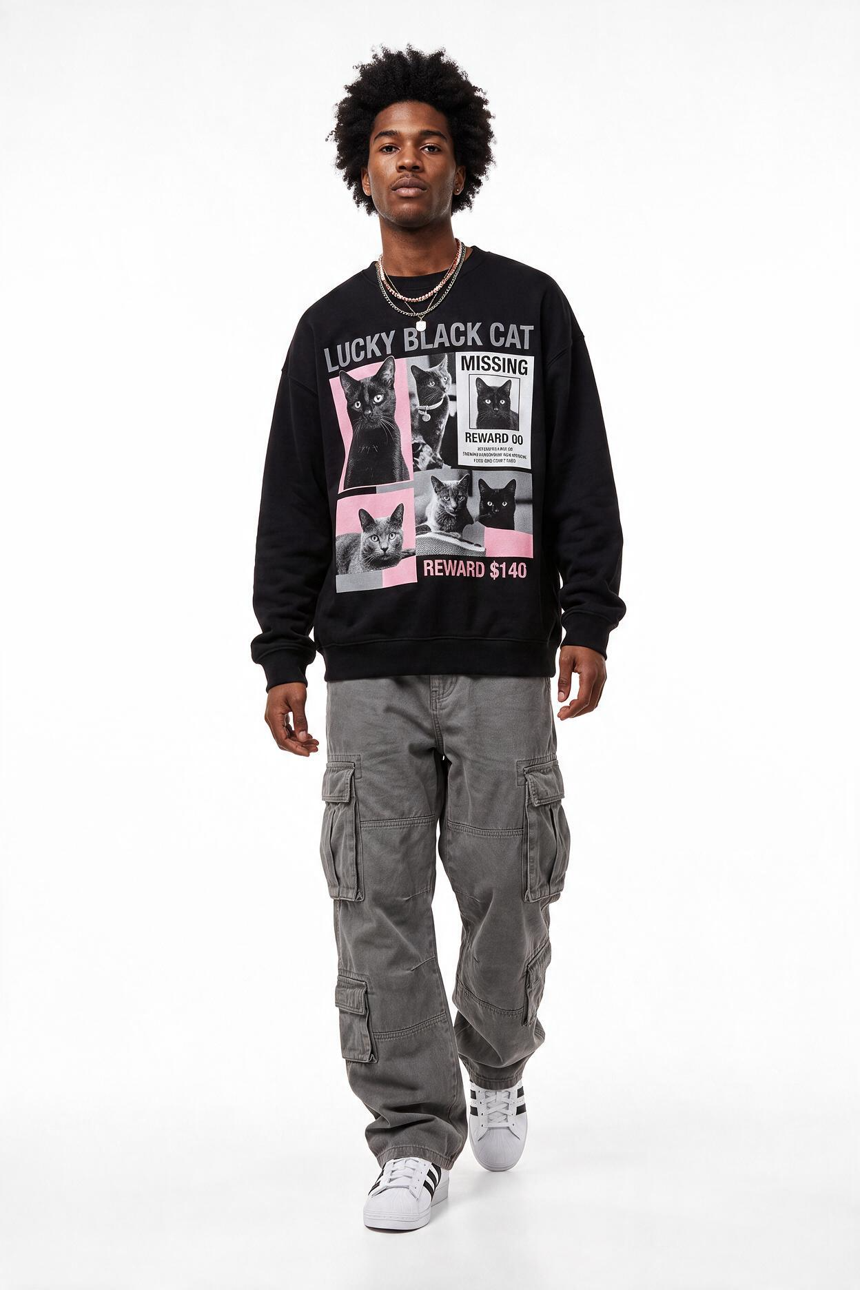 Black Dropped Shoulder Oversized Sweatshirt