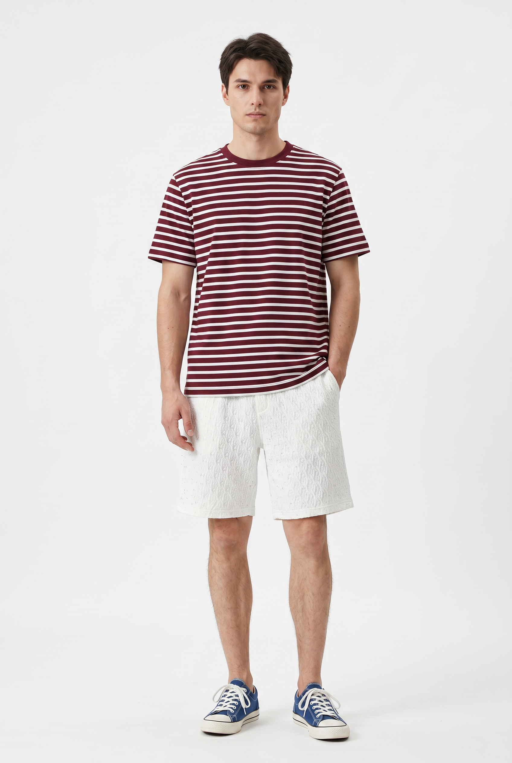 White Relaxed Drawstring Shorts
