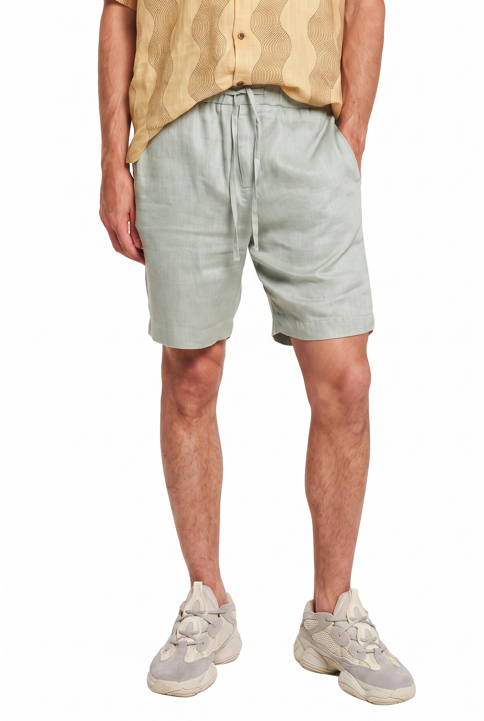 Olive Drawstring Regular Shorts