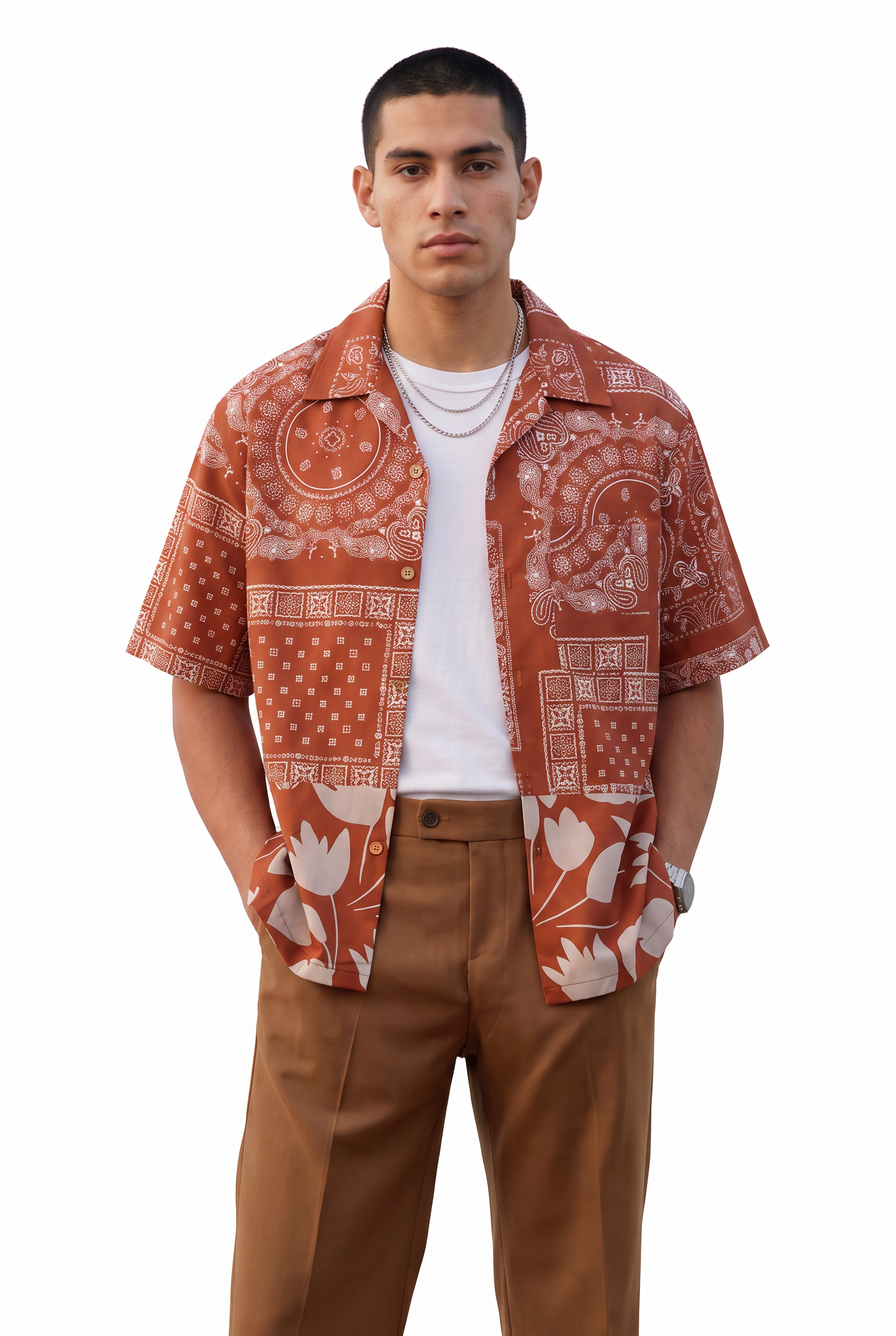 Brown Chest Pocket Casual Shirt