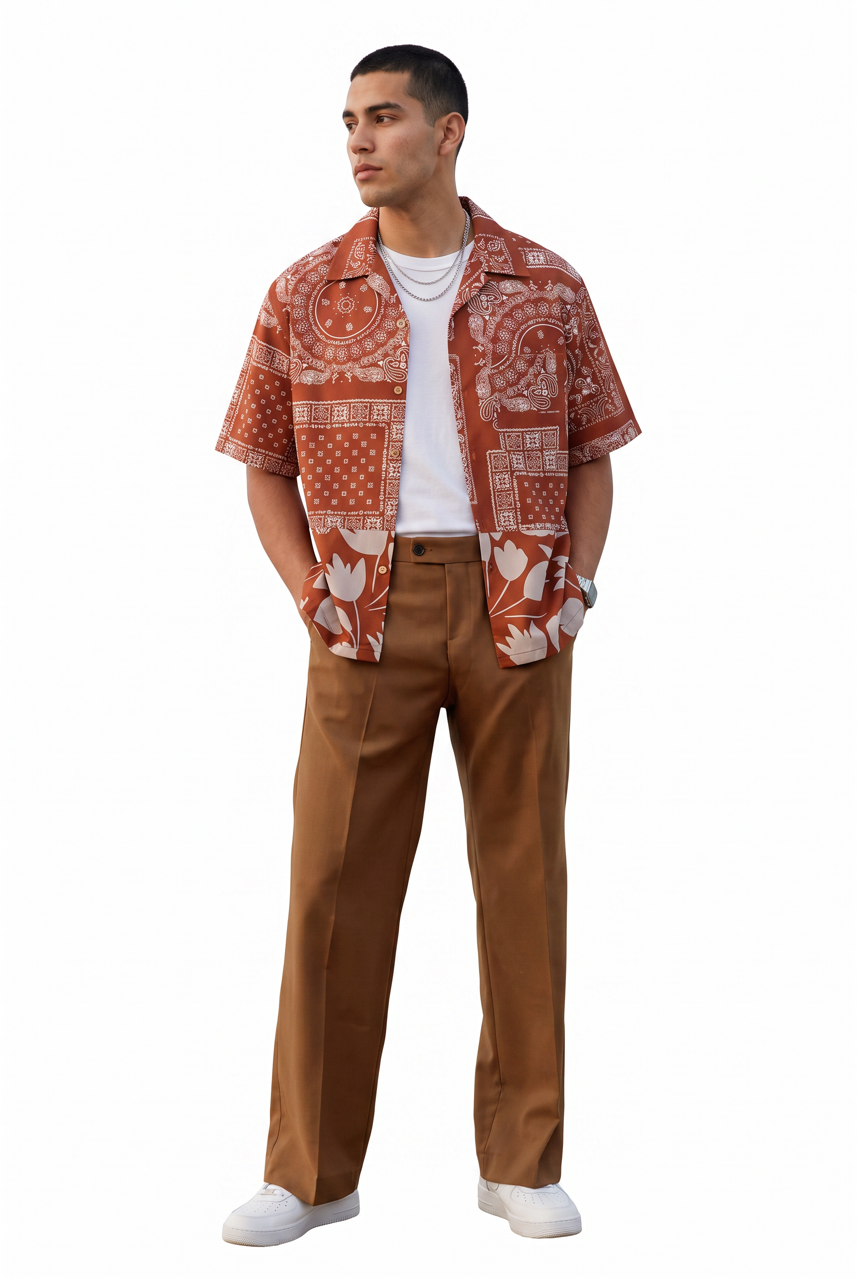 Brown Chest Pocket Casual Shirt