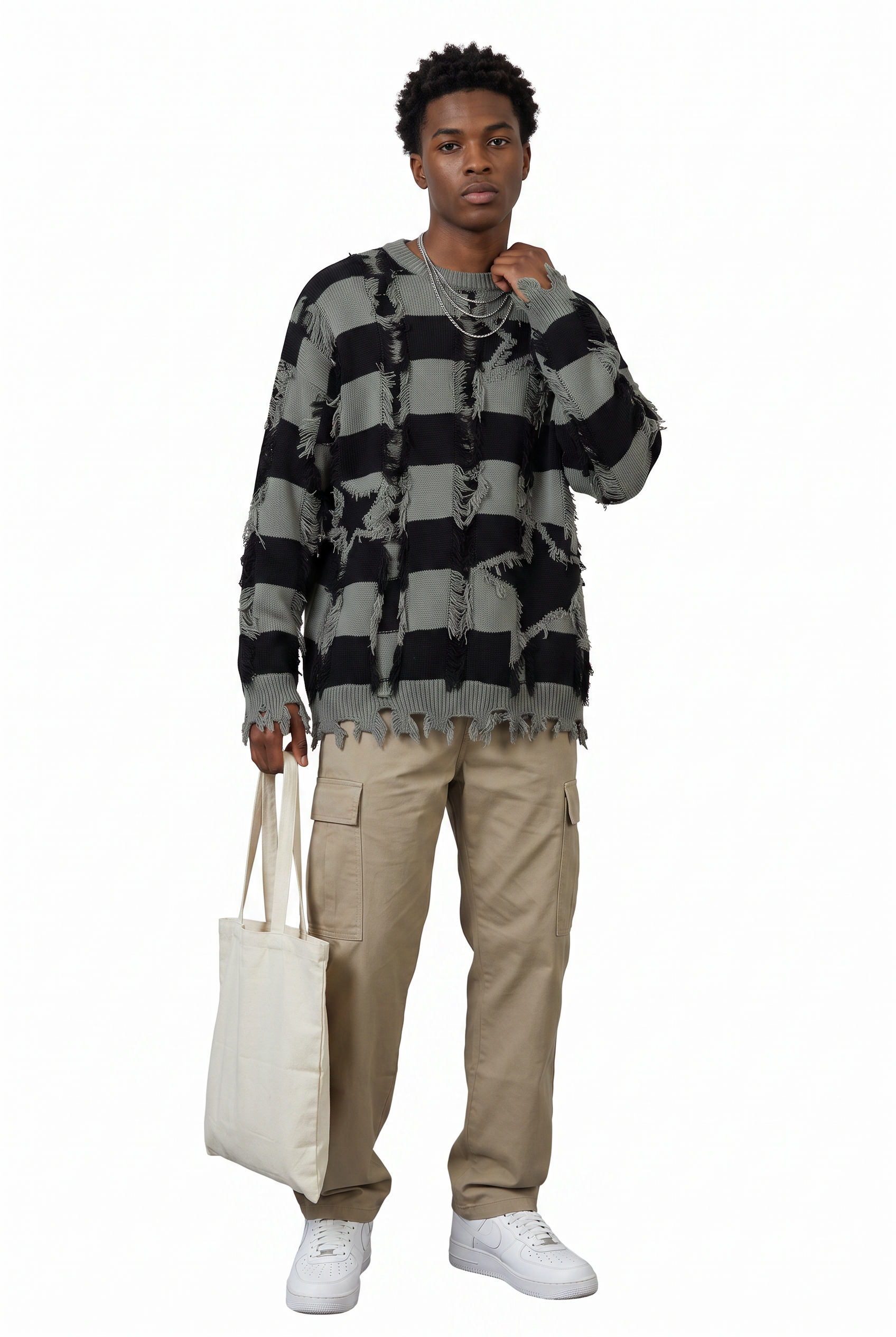 Black Ribbed Crew Neck Sweater