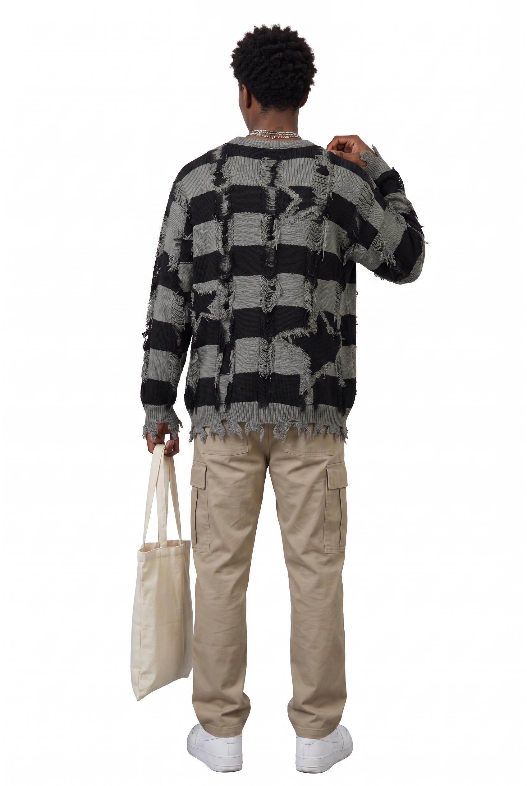 Black Ribbed Crew Neck Sweater