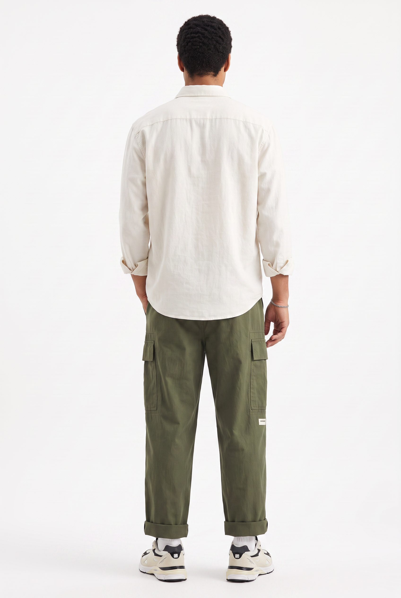 Olive Drawstring Straight Casual Trousers