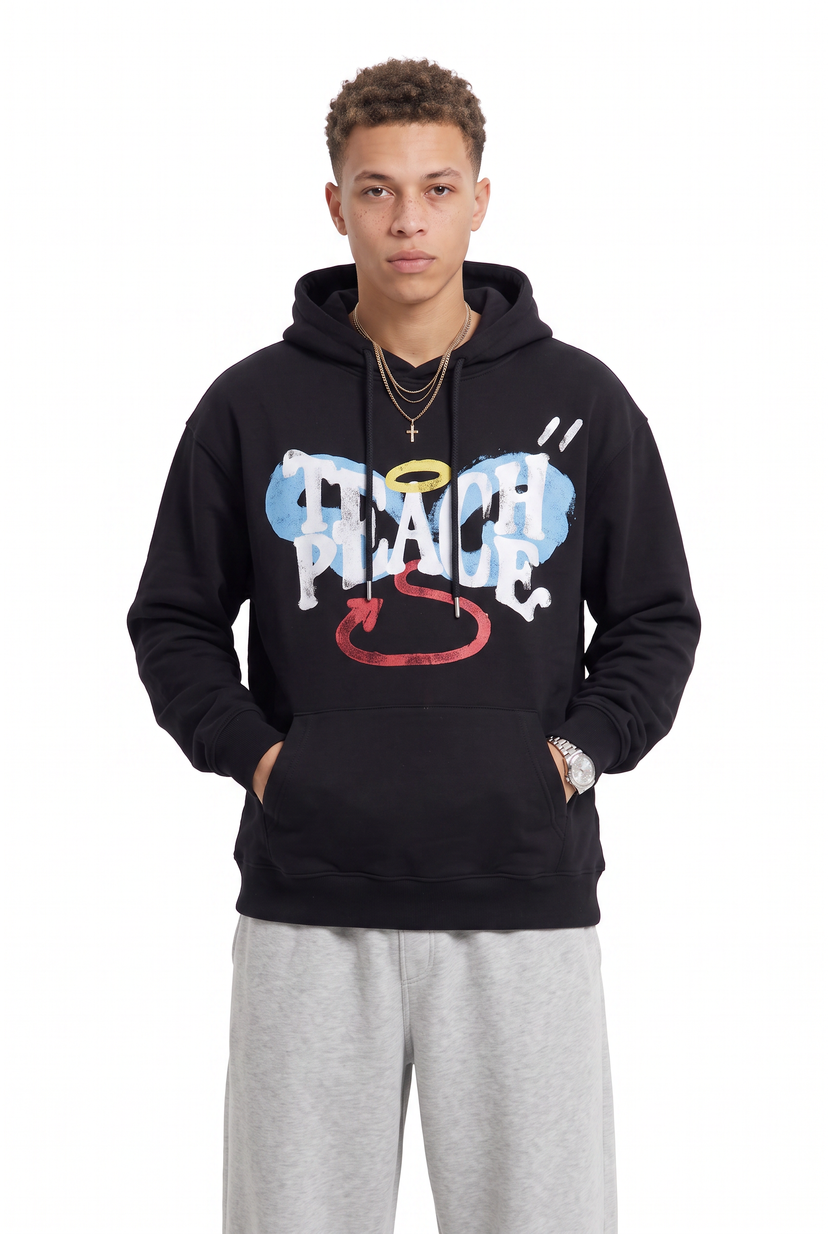 Black Oversized Drawstring Hoodie