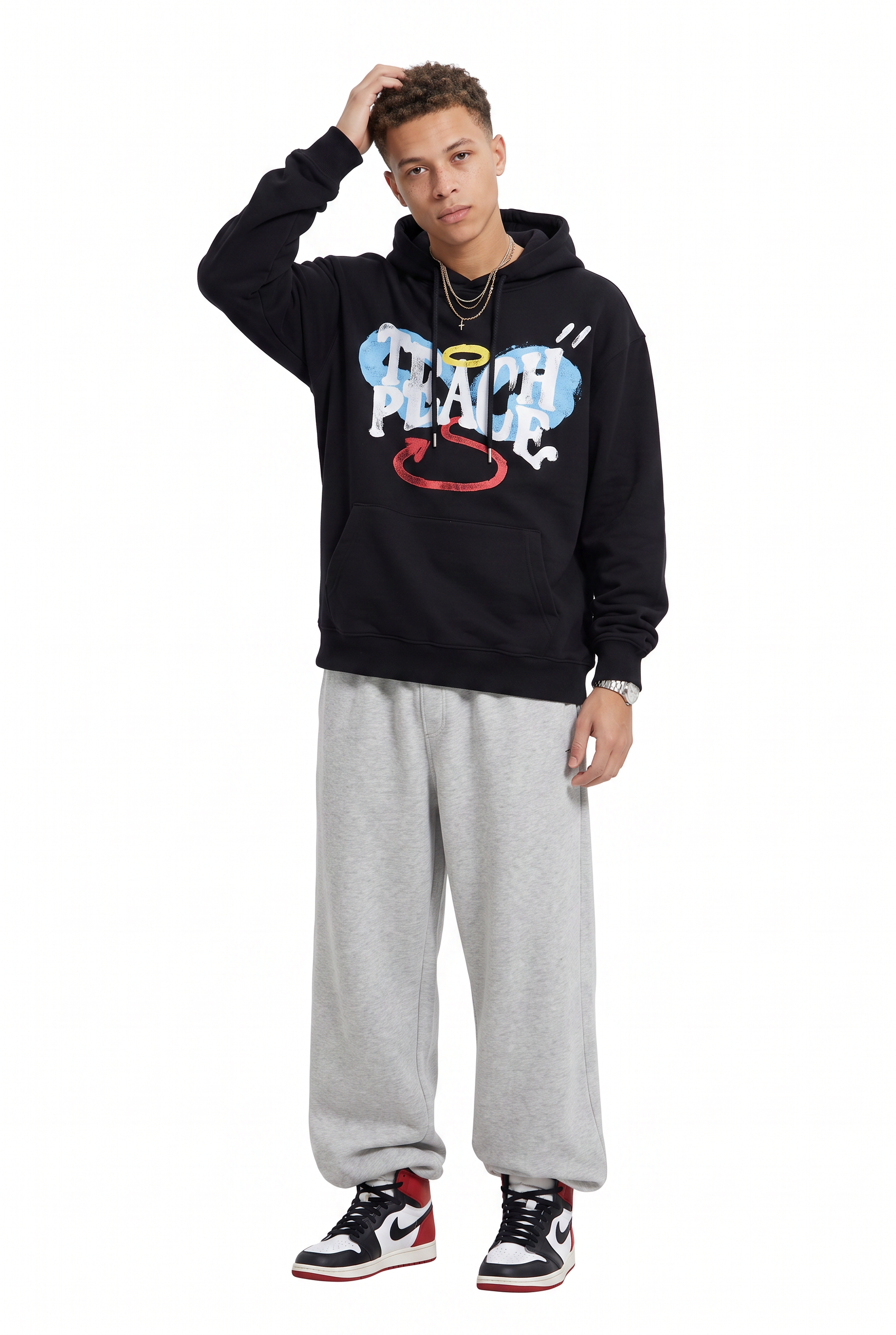 Black Oversized Drawstring Hoodie