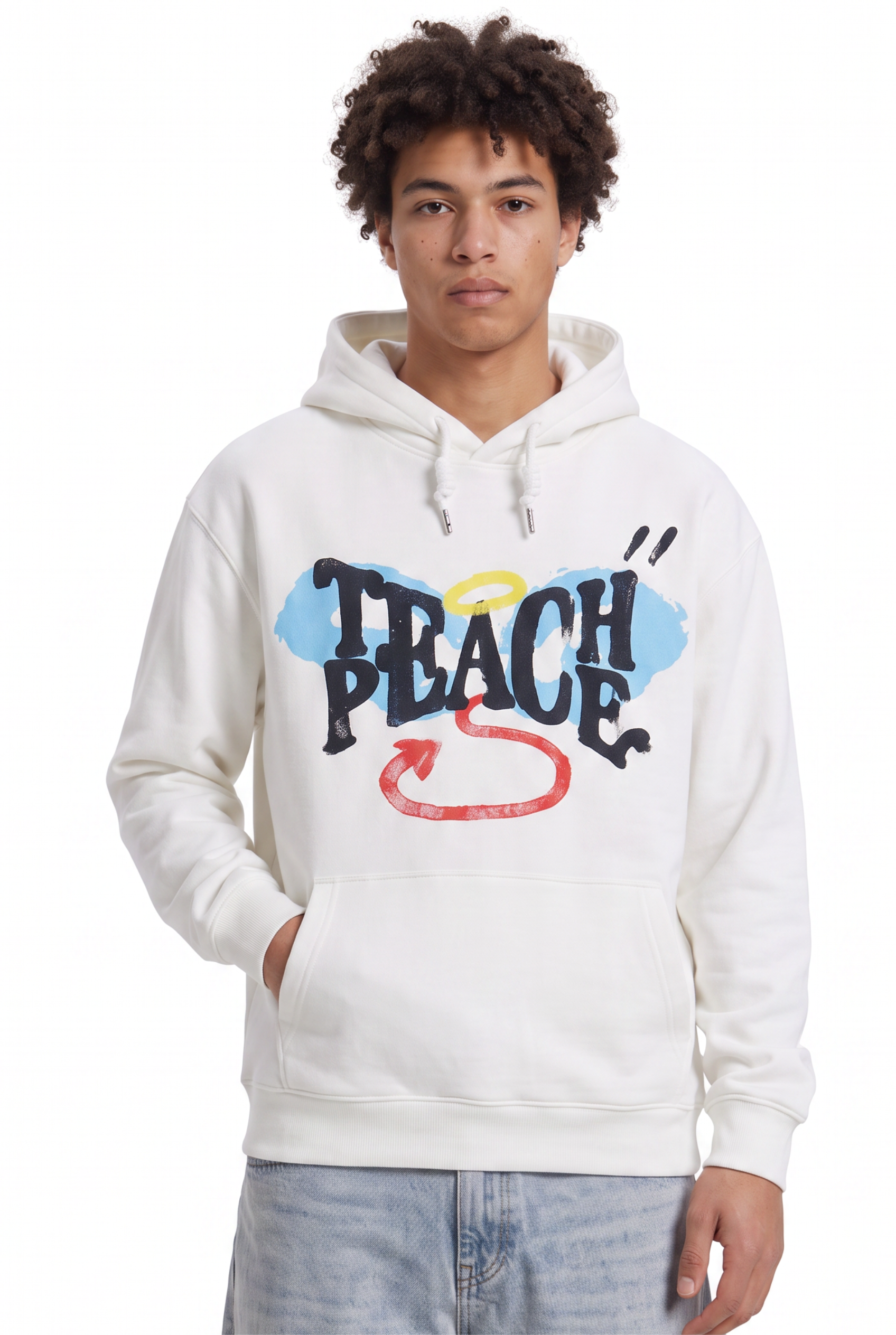 White Oversized Drawstring Hoodie