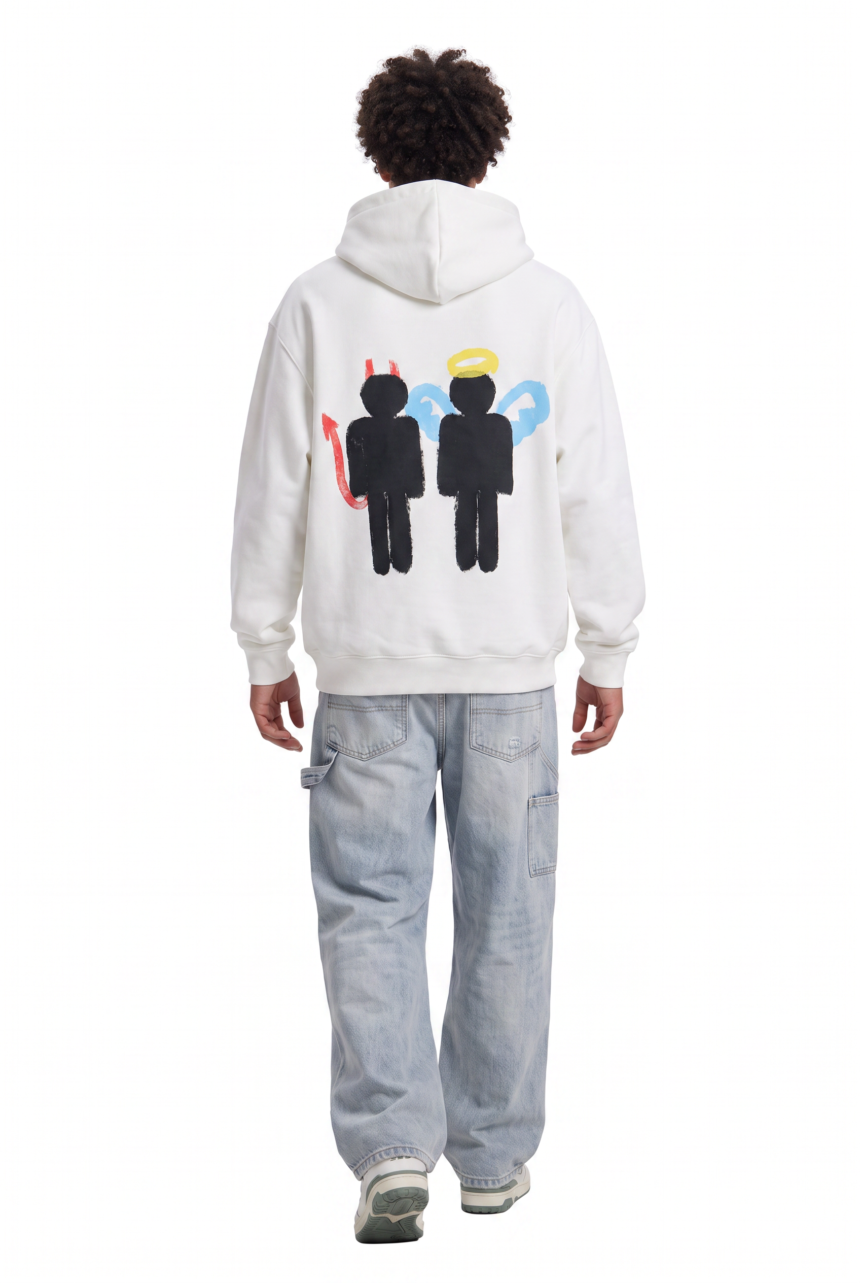 White Oversized Drawstring Hoodie
