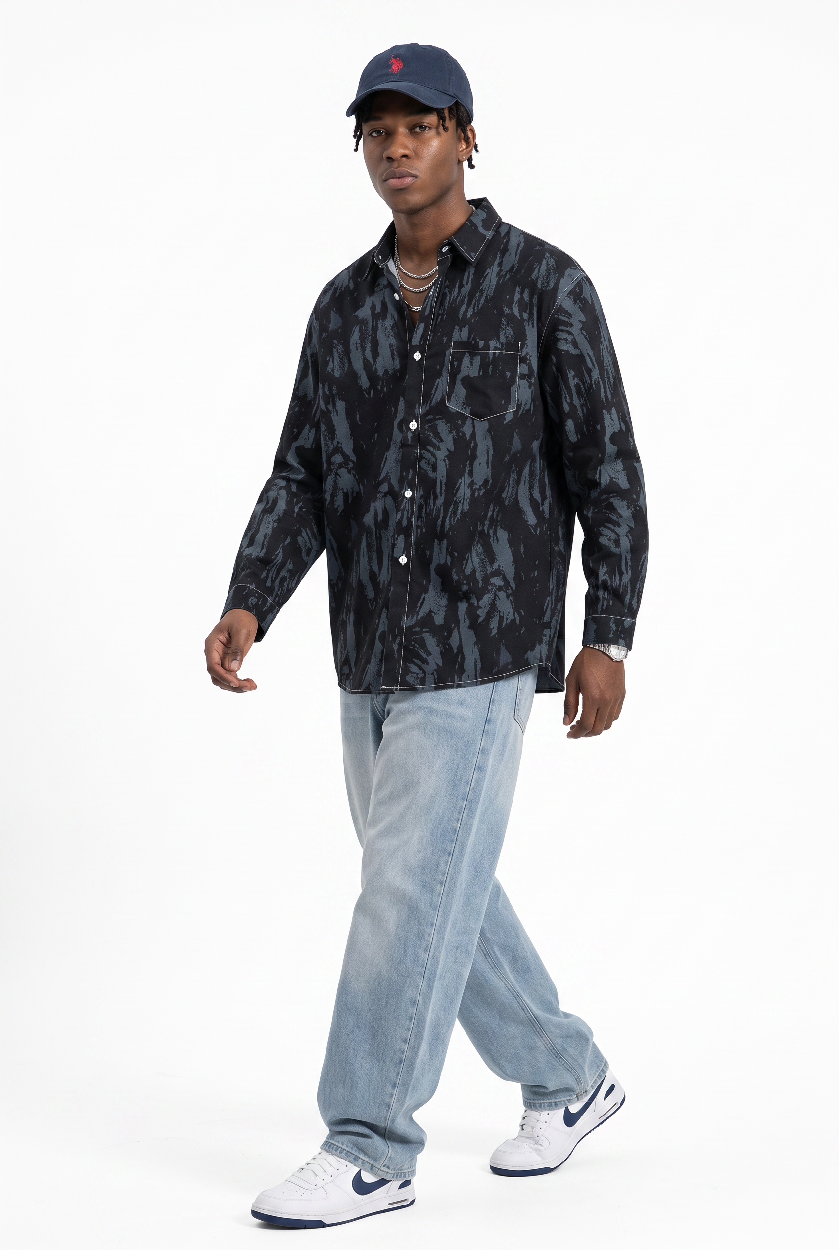 Black Chest Pocket Casual Shirt