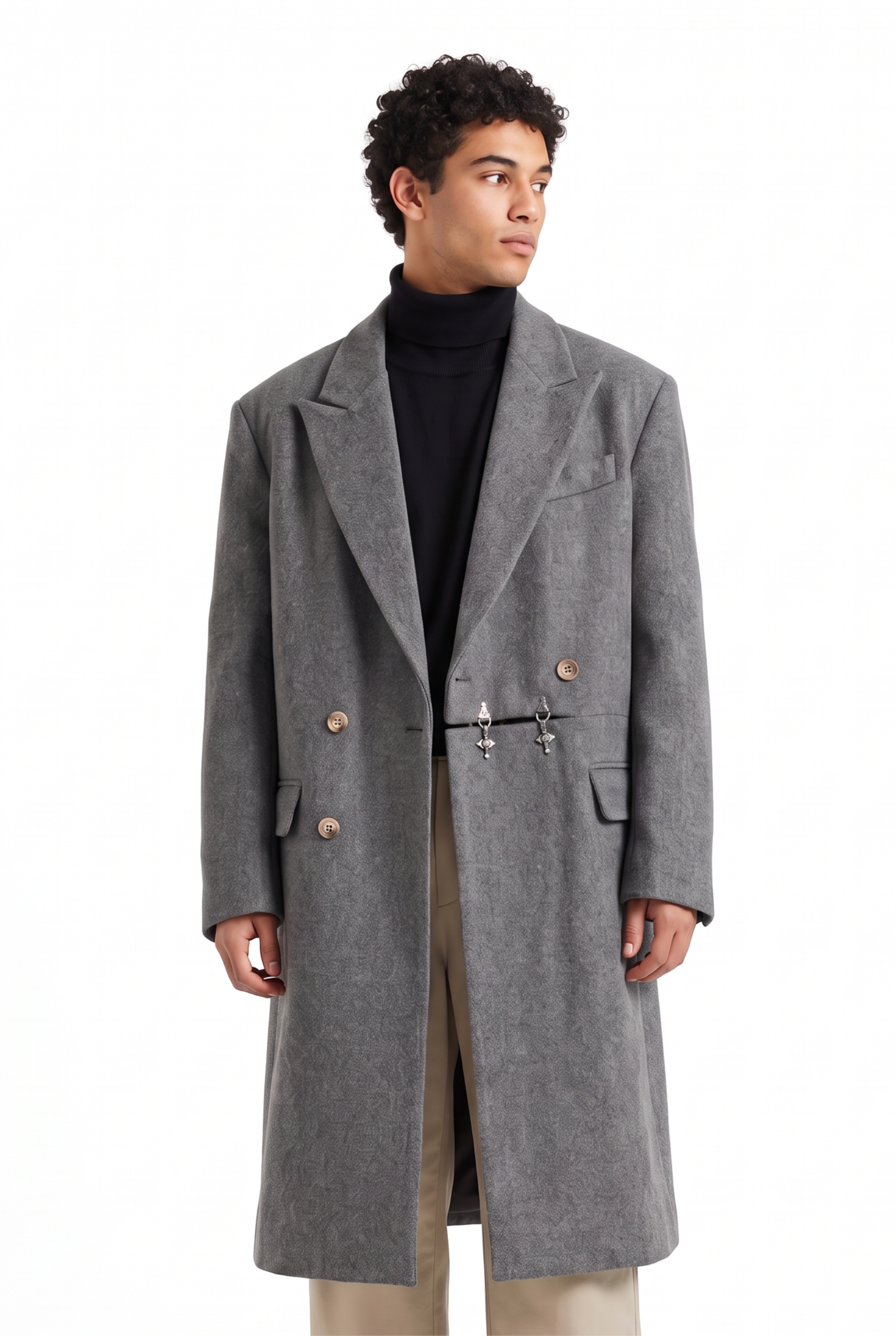 Grey Slim Notch Lapel Blazer