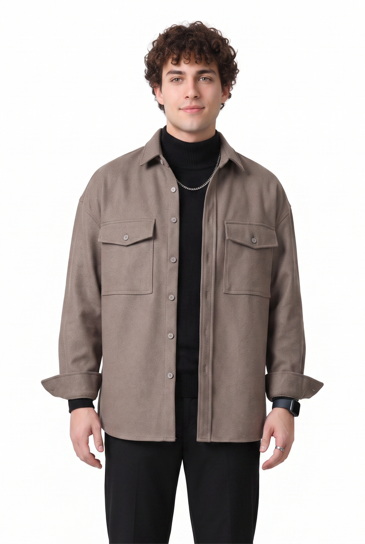 Brushed Taupe Overshirt Jacket