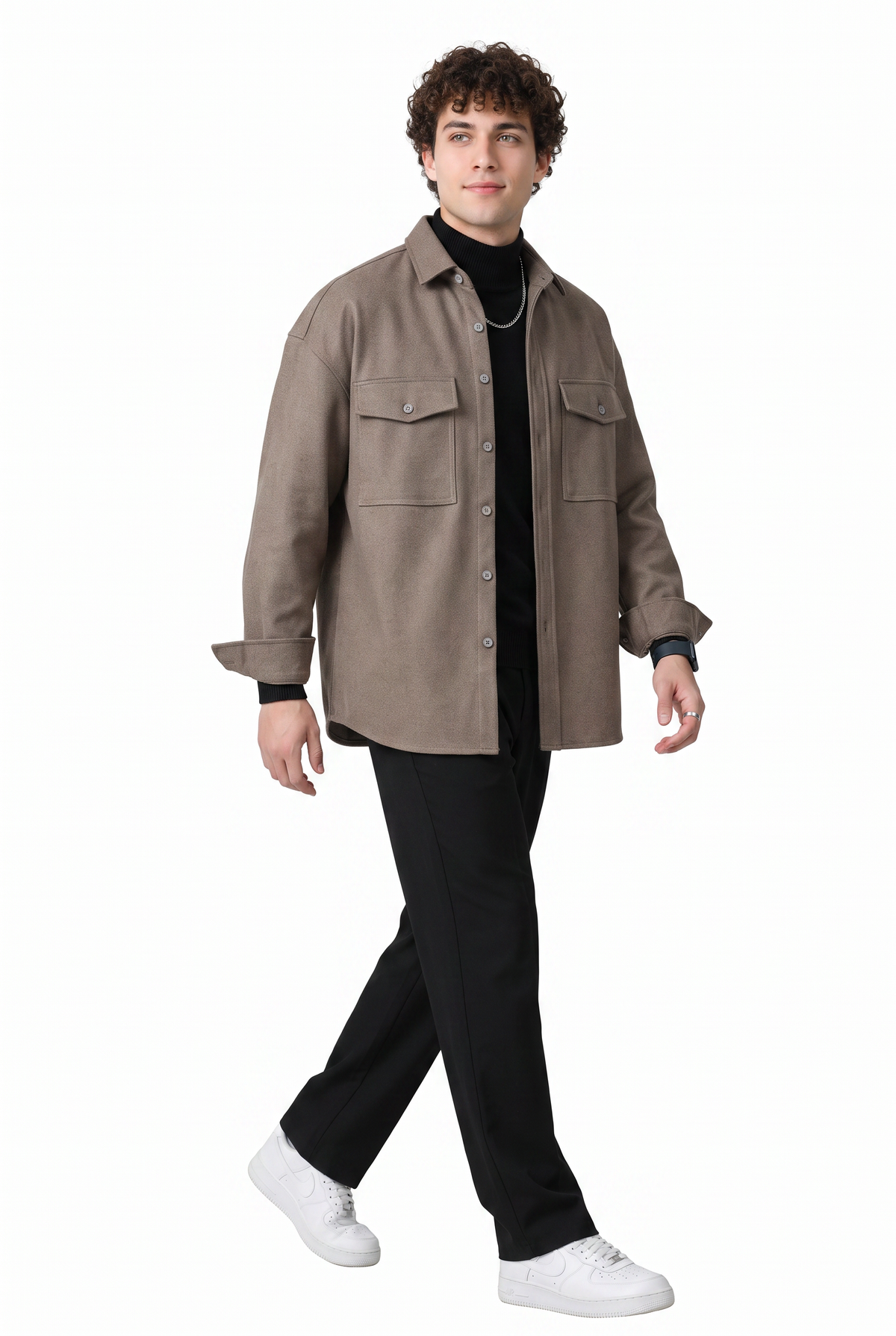 Brushed Taupe Overshirt Jacket