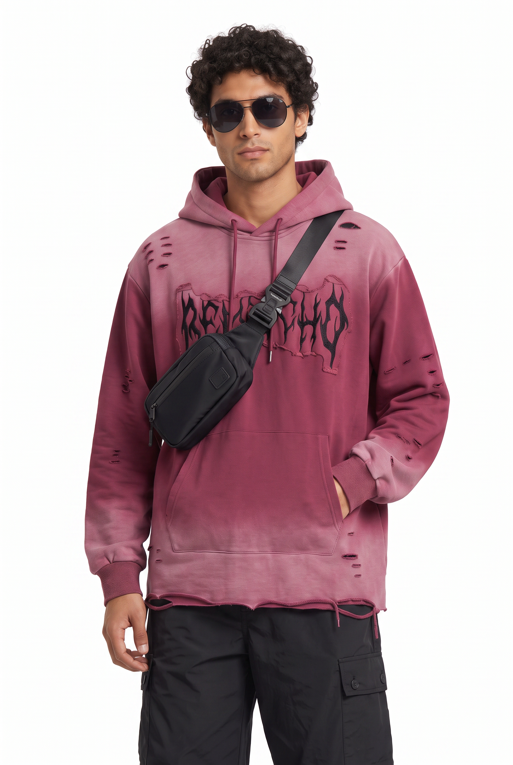 Pink Oversized Drawstring Hoodie
