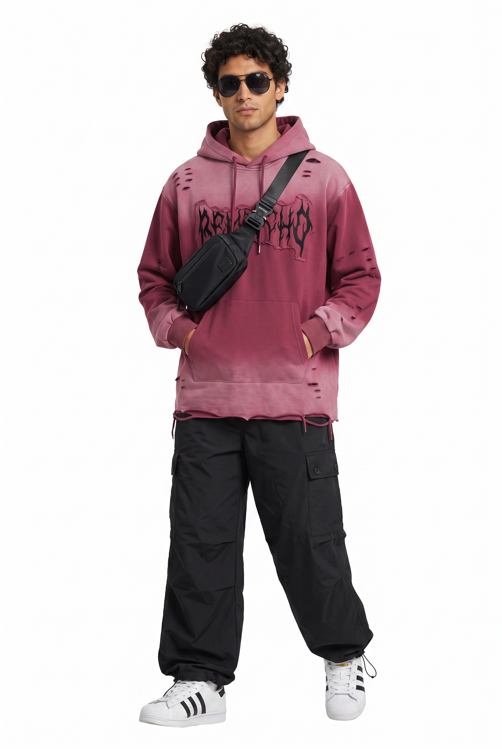 Pink Oversized Drawstring Hoodie