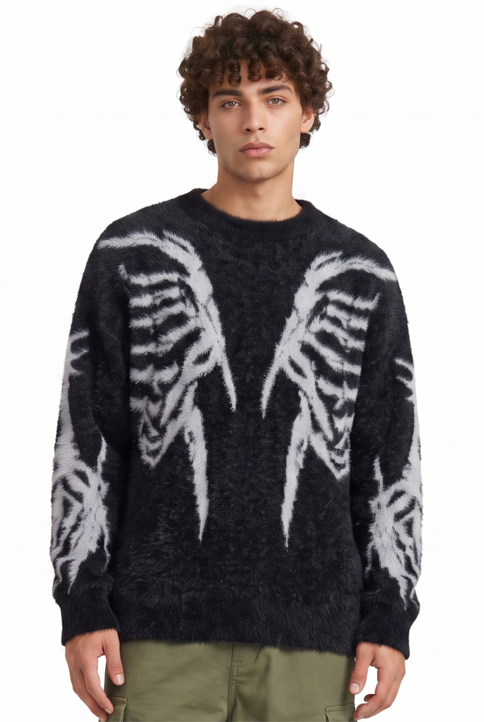 Black Ribbed Crew Neck Sweater
