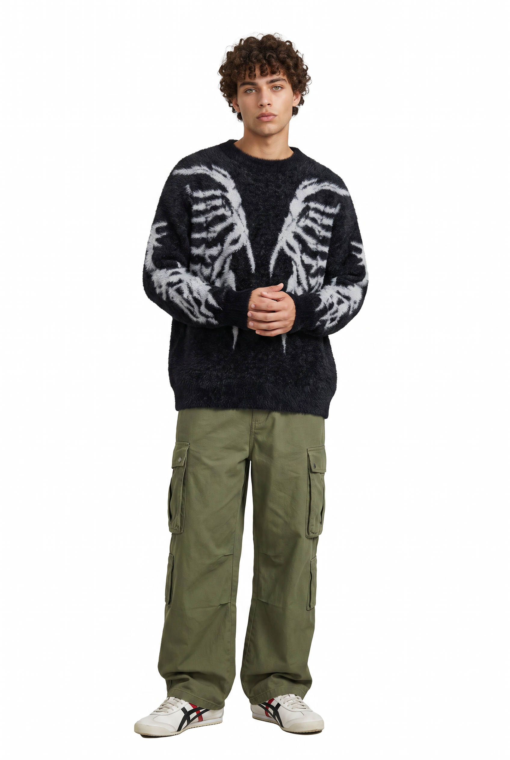 Black Ribbed Crew Neck Sweater