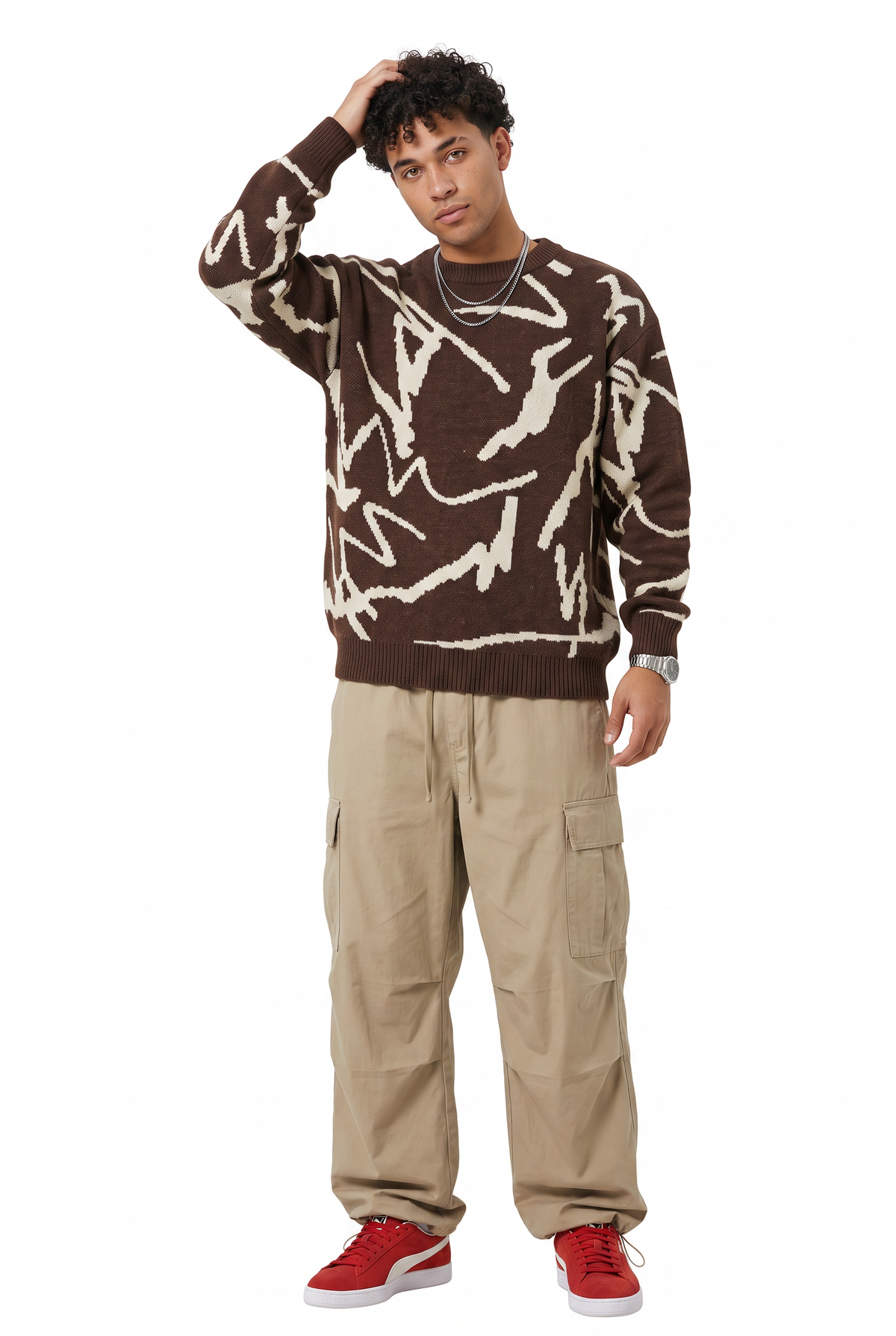 Relaxed Beige Cargo Trousers
