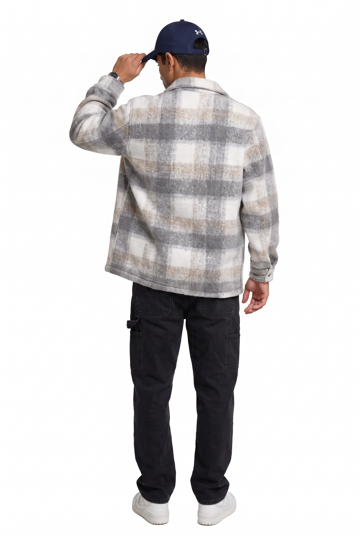 Brushed Grey Plaid Overshirt