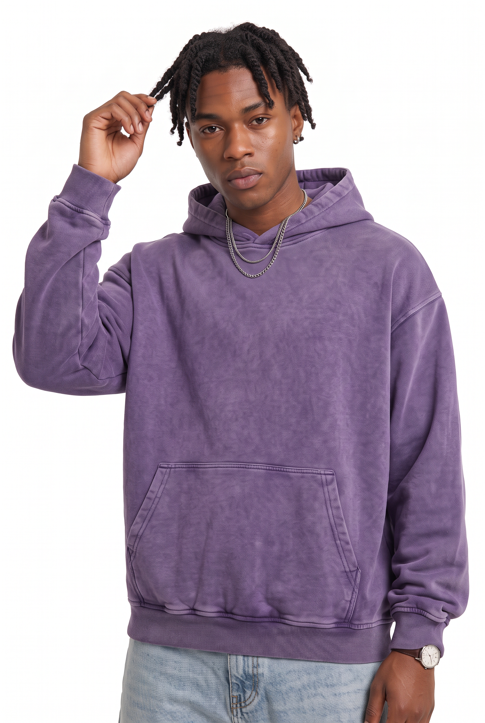 Purple Ribbed Crew Neck Sweatshirt