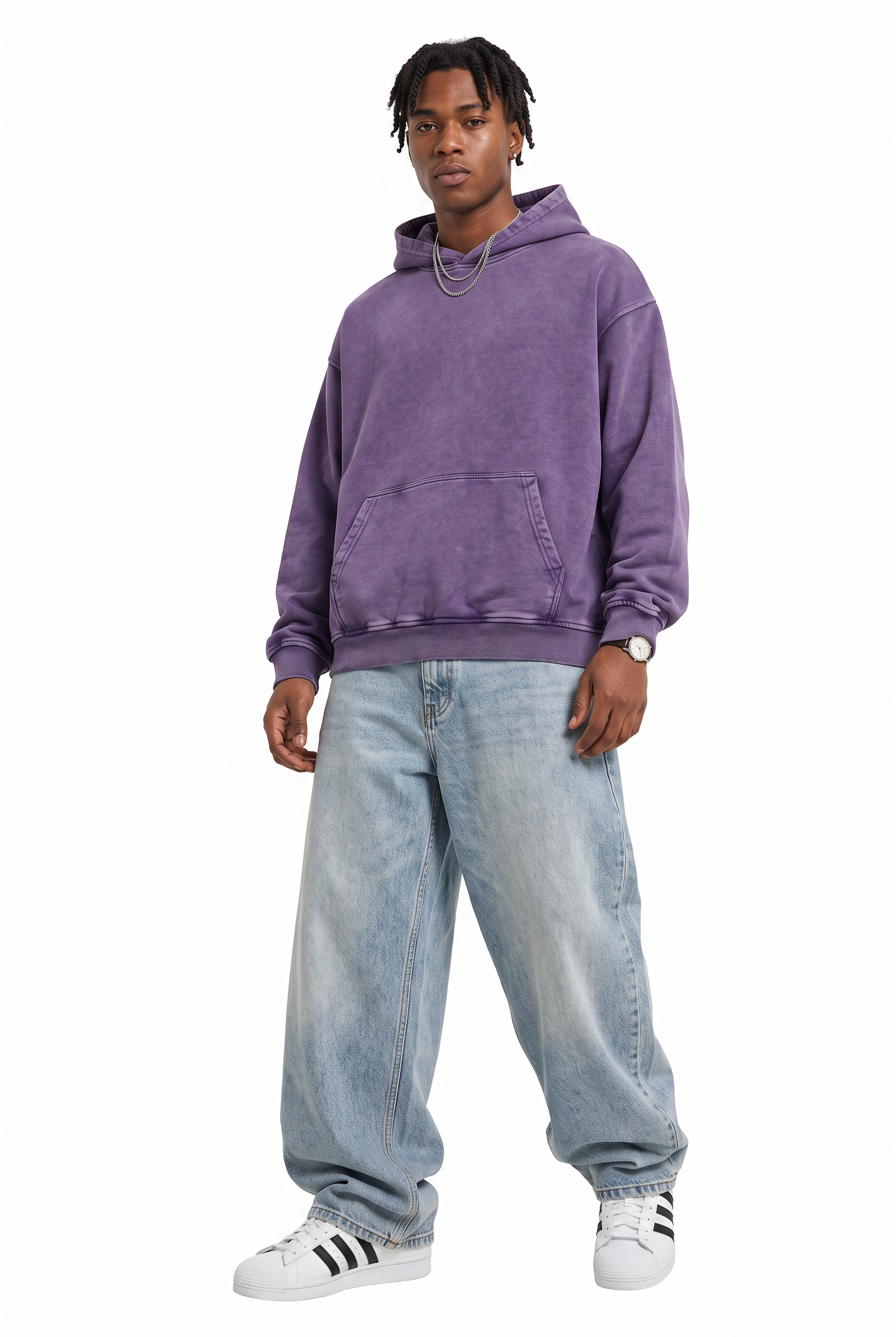 Purple Ribbed Crew Neck Sweatshirt
