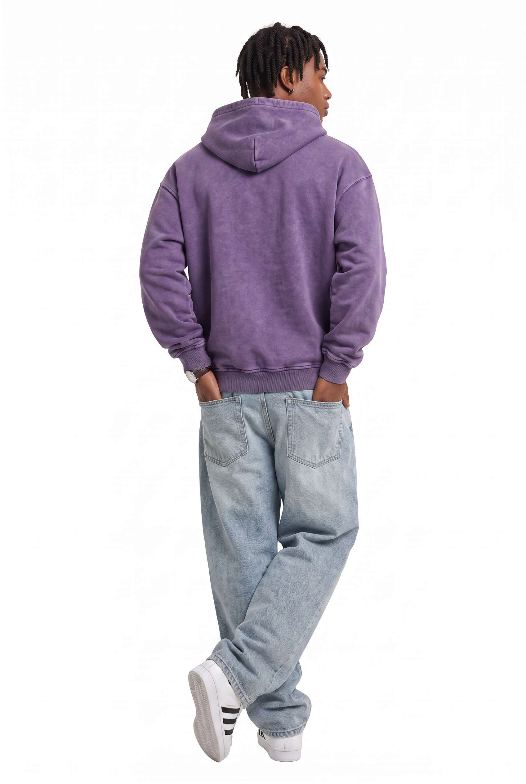 Purple Ribbed Crew Neck Sweatshirt