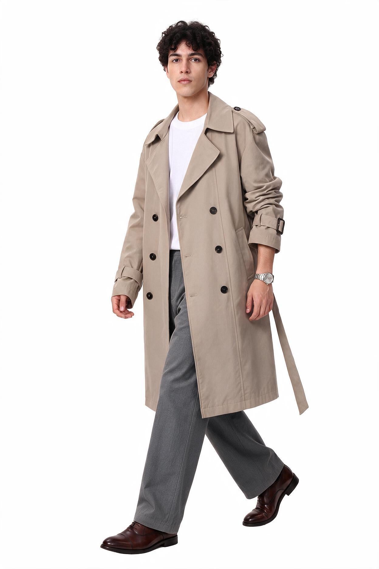 Beige Notch Lapel Structured Blazer