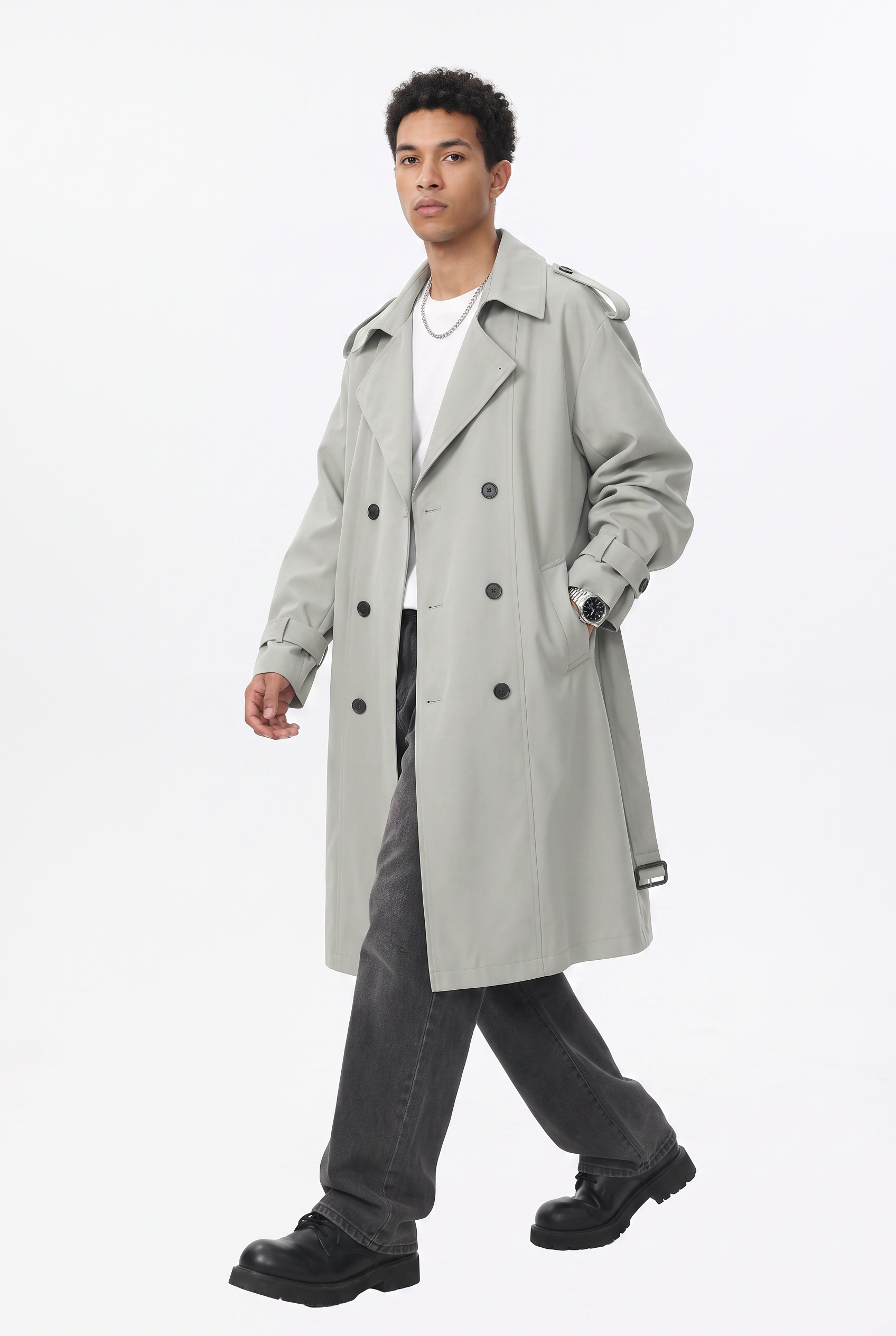 Grey Single Button Slim Blazer