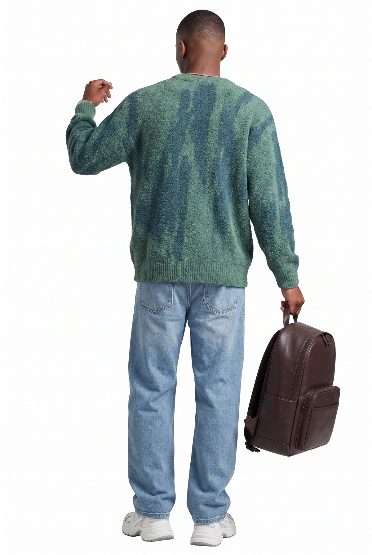 Textured Green Abstract Knit Sweater