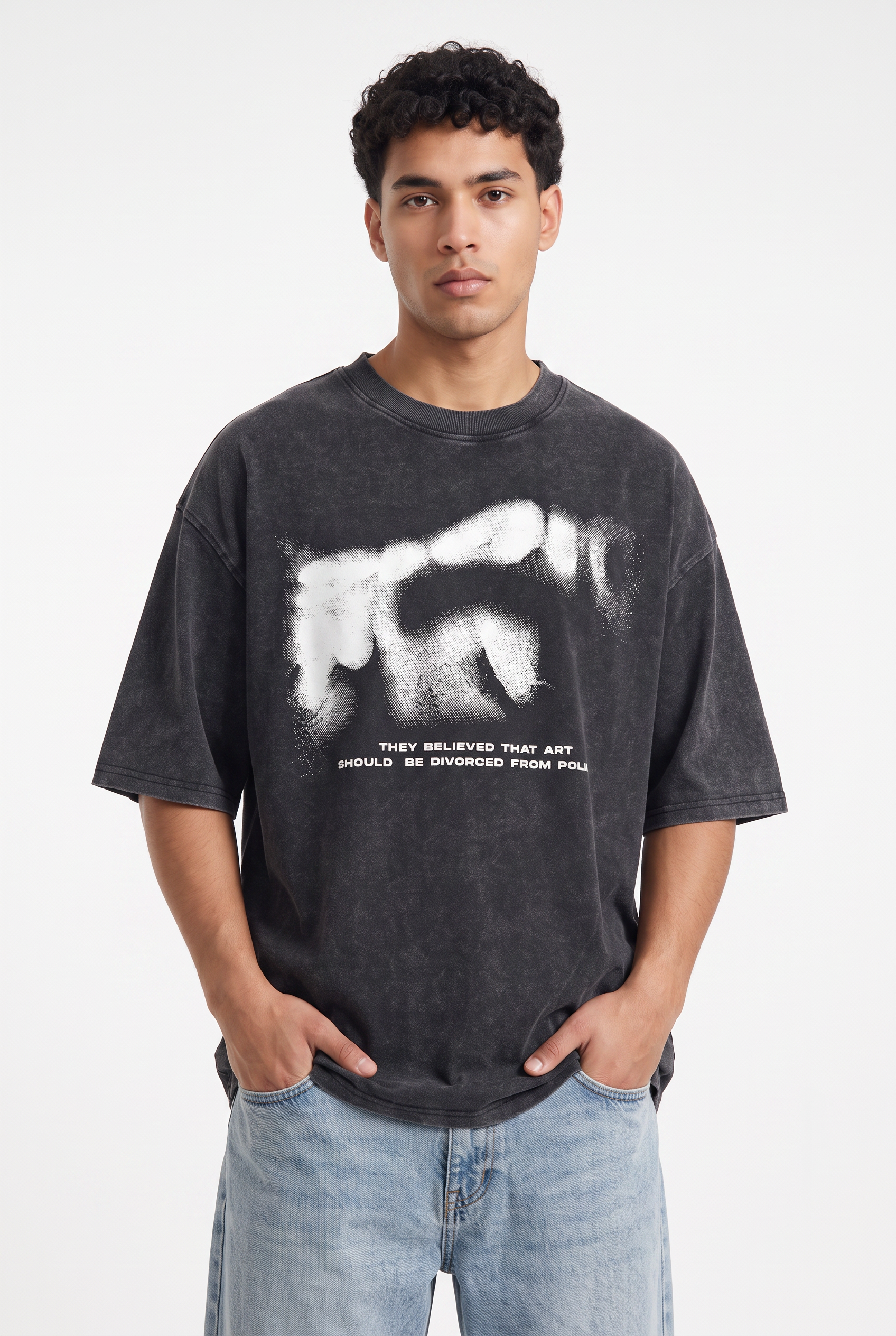 Black Oversized Crew Neck Tee