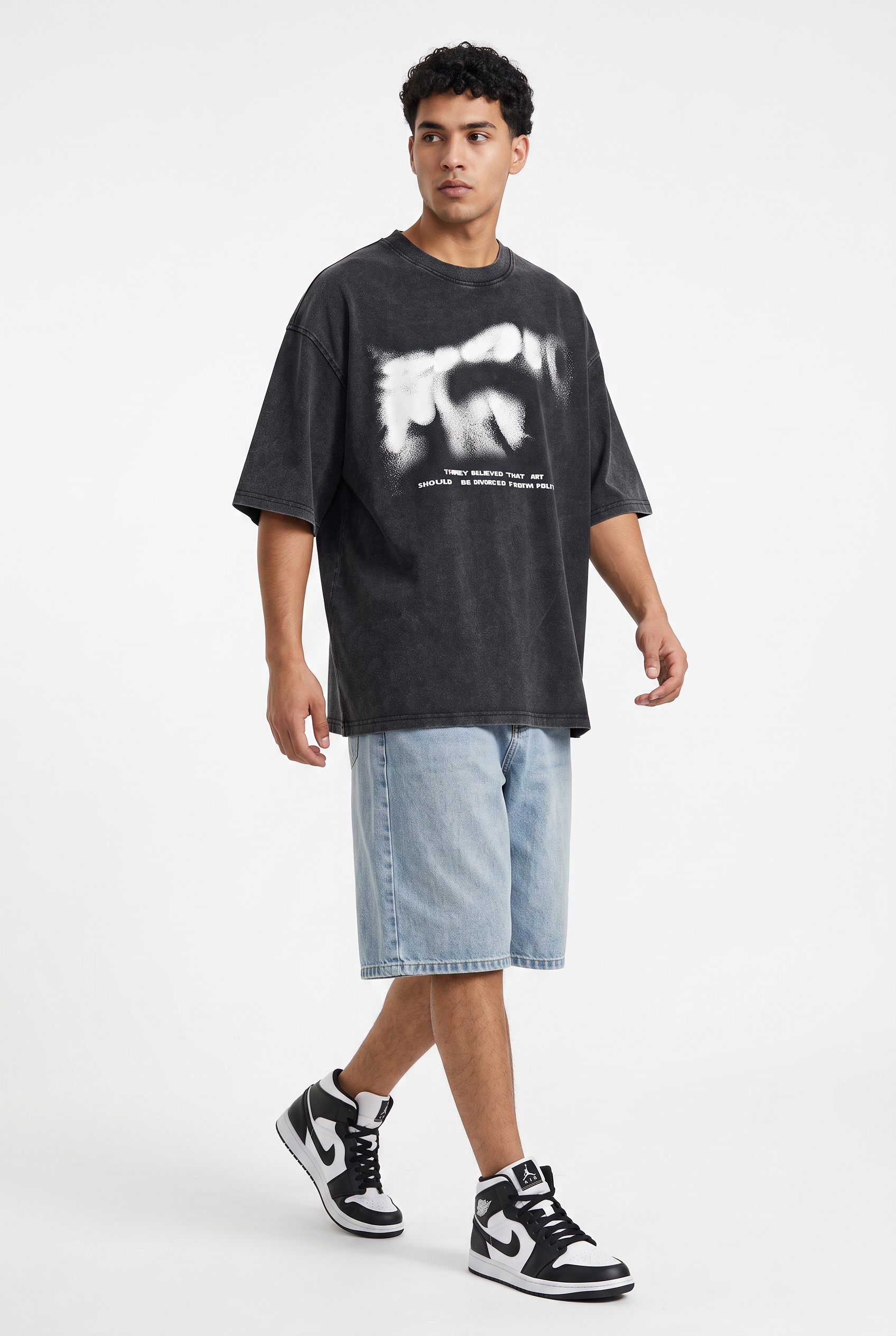 Black Oversized Crew Neck Tee