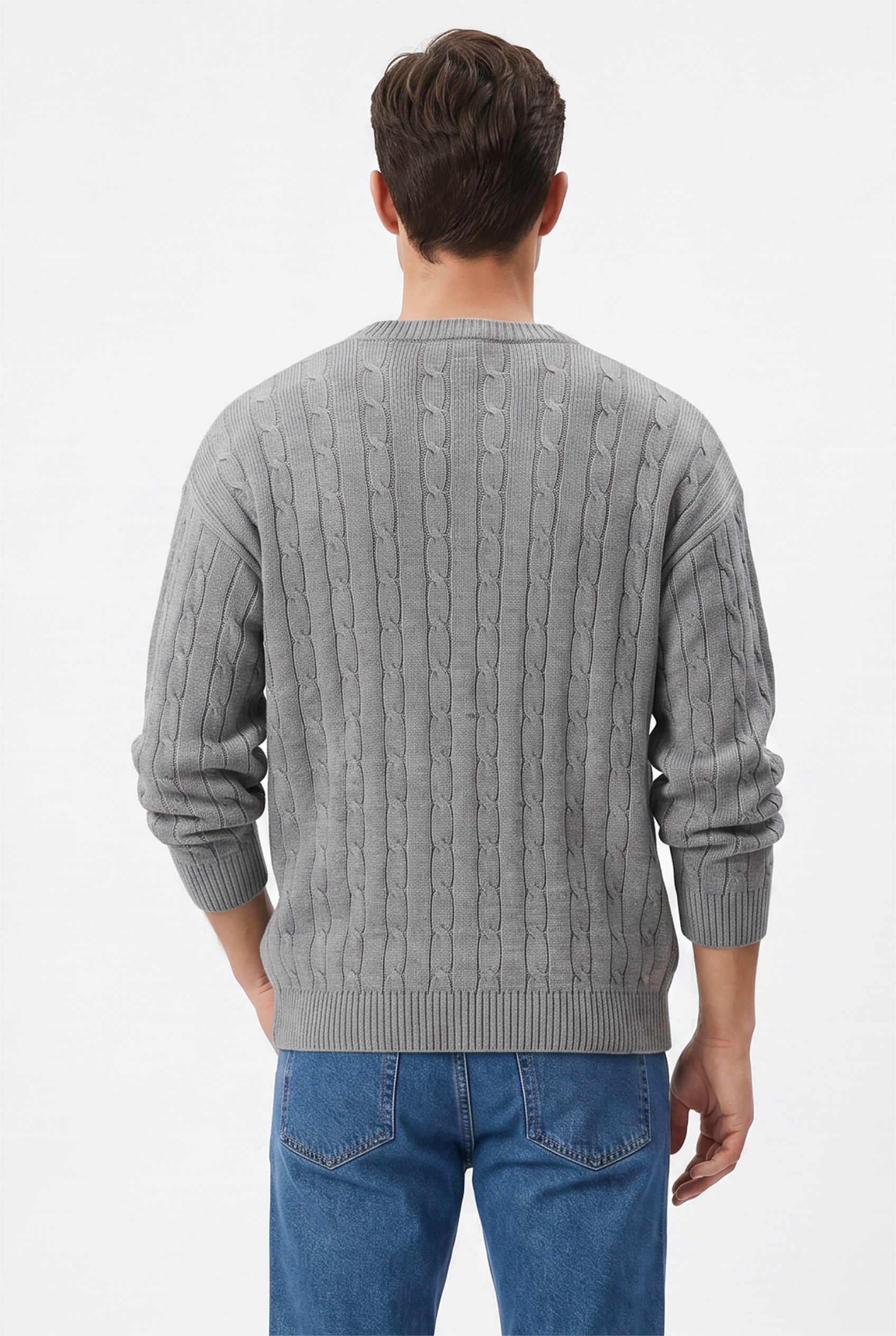 Grey Ribbed Relaxed Sweater