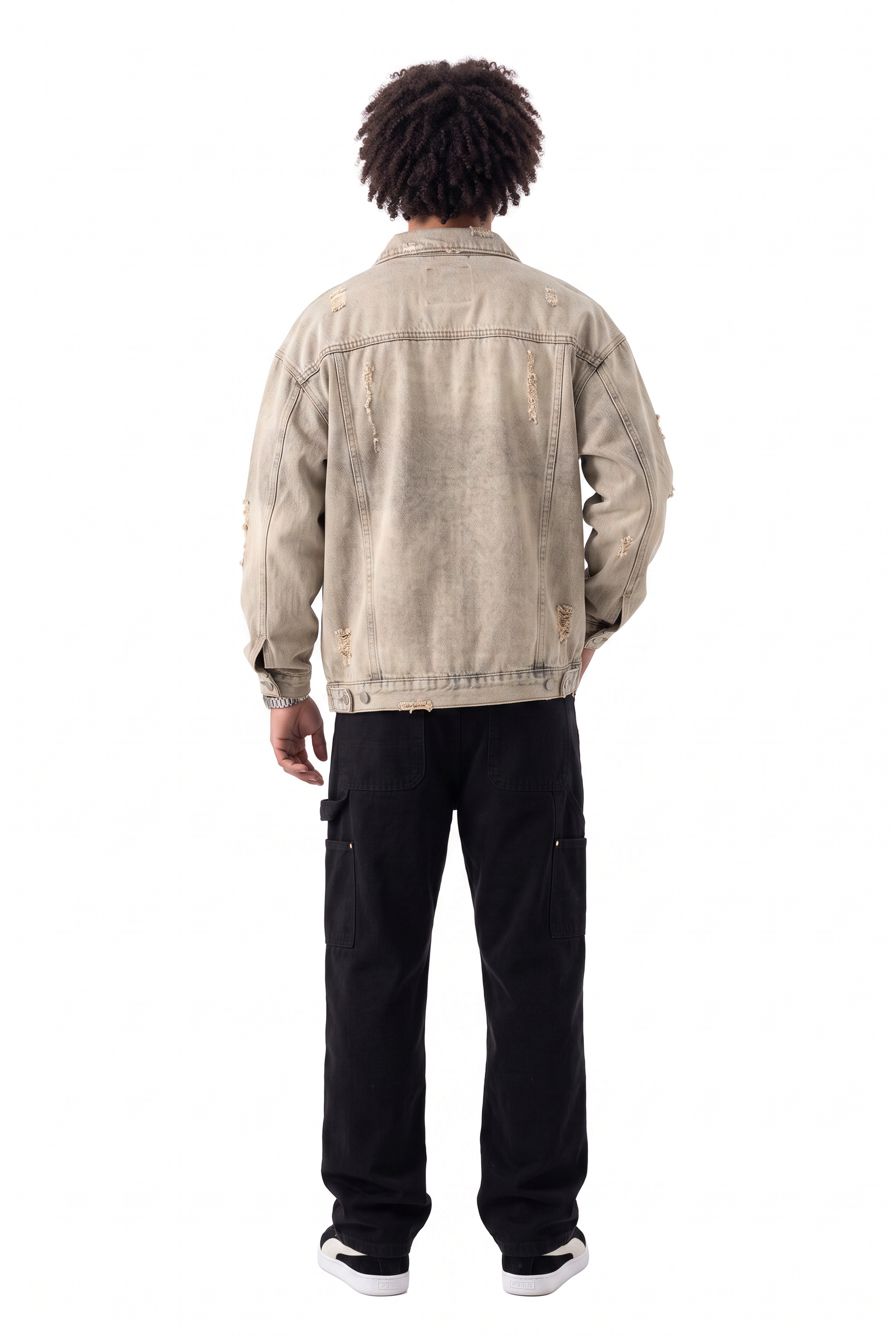Beige Zip Mandarin Collar Jacket